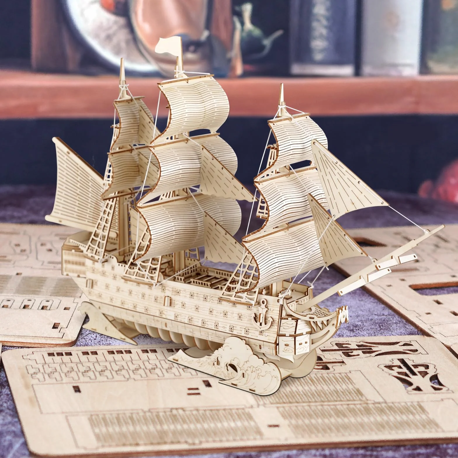 Comfoyar Puzzle 3D Velero, Maquetas Madera para Construir Adultos, DIY Construcciones Madera de Barcos para Montar, Decoracion Hogar y Cumpleaños Navidad DÍa del Padre Regalos para Hombre Mujeres