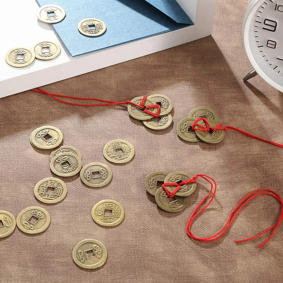 50 Piezas Monedas Feng Shui Chinas Moneda de la Fortuna de la Buena Suerte Monedas I-Ching para la Salud y la Riqueza, 2 cm