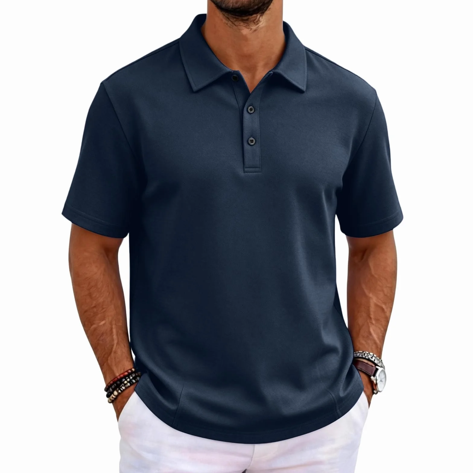 MOKBAY Camisetas Manga Corta Hombre Slim Fit Transpirable Deportivo Trabajo Casual