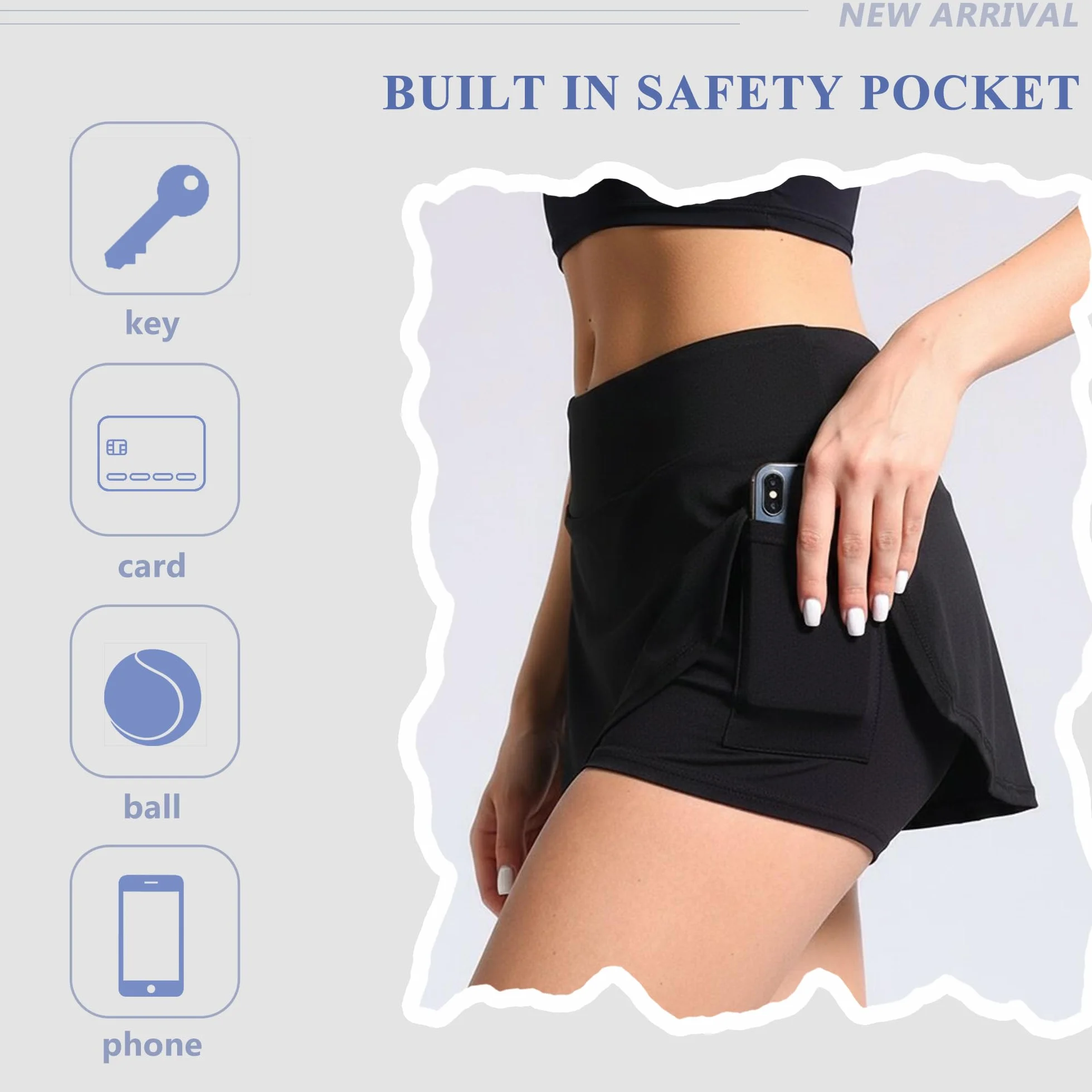 Falda Pantalón Deportiva Mujer Cintura Alta Faldas Tenis Bolsillos Corta Verano Golf Correr