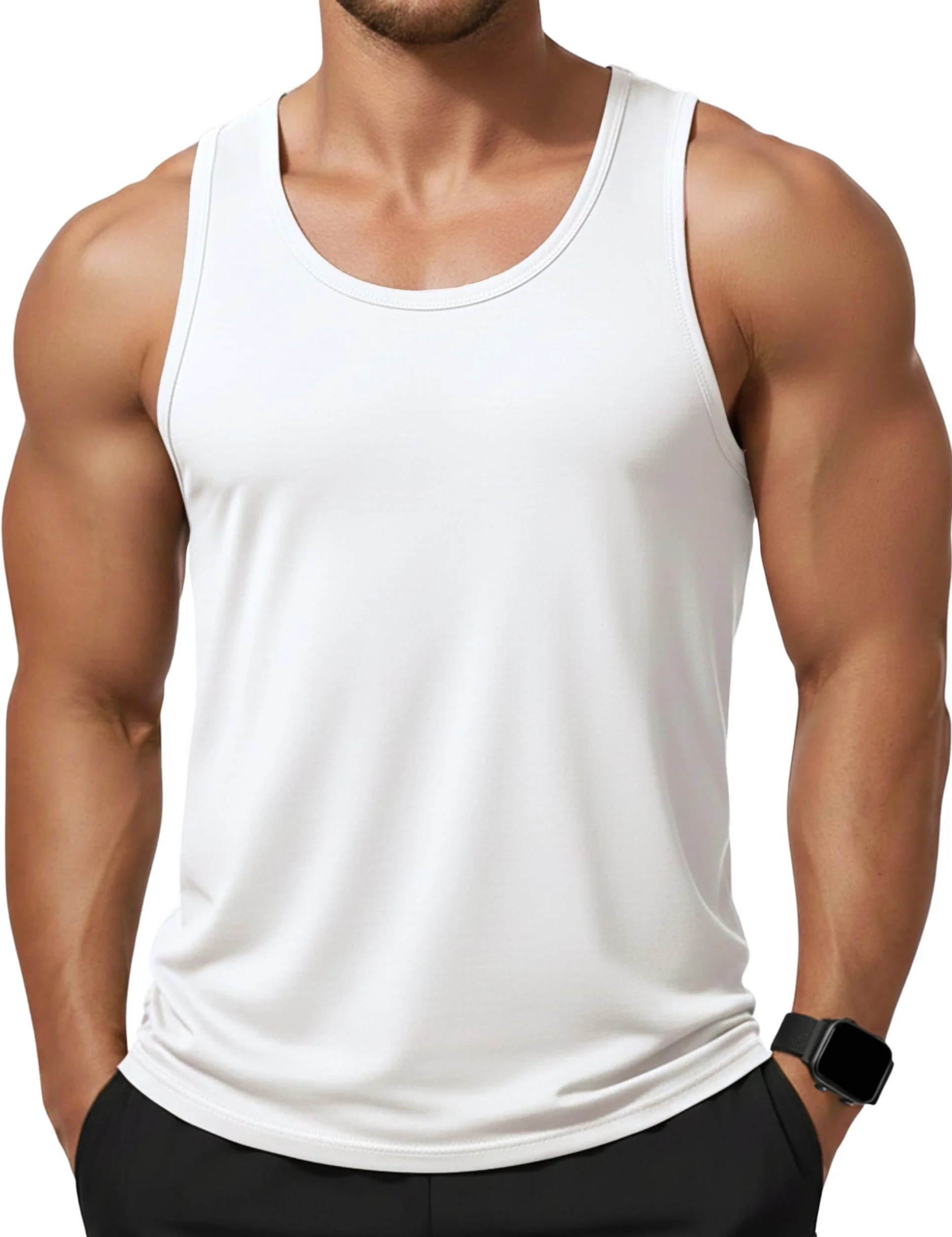 Camiseta de tirantes para hombre de algodón sin mangas deportiva fitness gimnasio