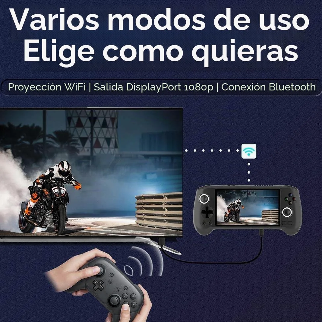 RG556 - Consola de juegos de mano retro, Android 13 Unisoc T820 de 5.4 pulgadas, compatible con pantalla AMOLED WiFi, reproductor de videojuegos para adultos y niños (4+128G)