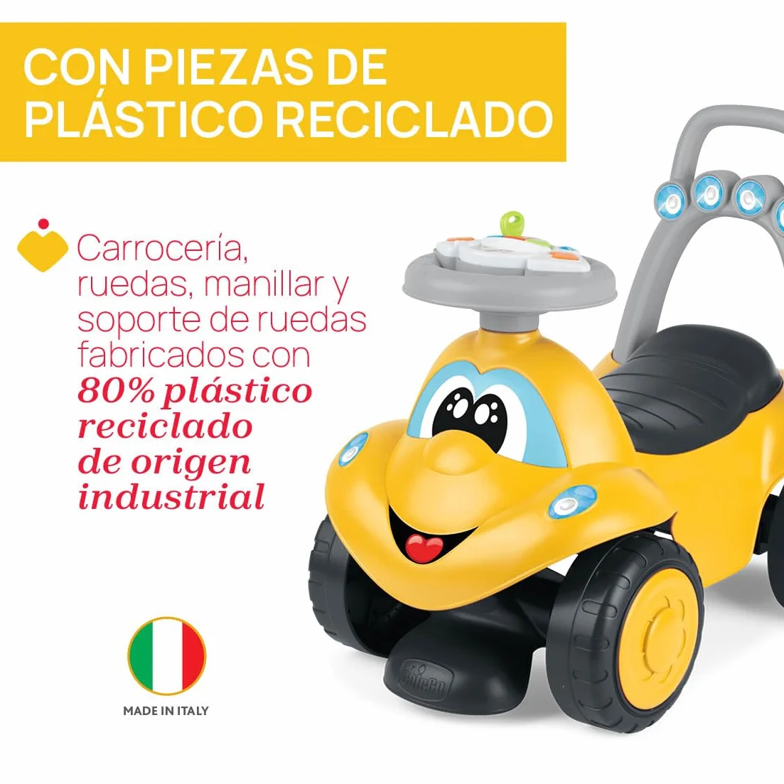 Chicco Andador Correpasillos 2 en 1 Billy El Caminón, Interactivo con Sonidos y Luces, Andador Bebé Primeros Pasos, Juguetes Bebés y Niños De 9 Meses a 3 Años, Amarillo