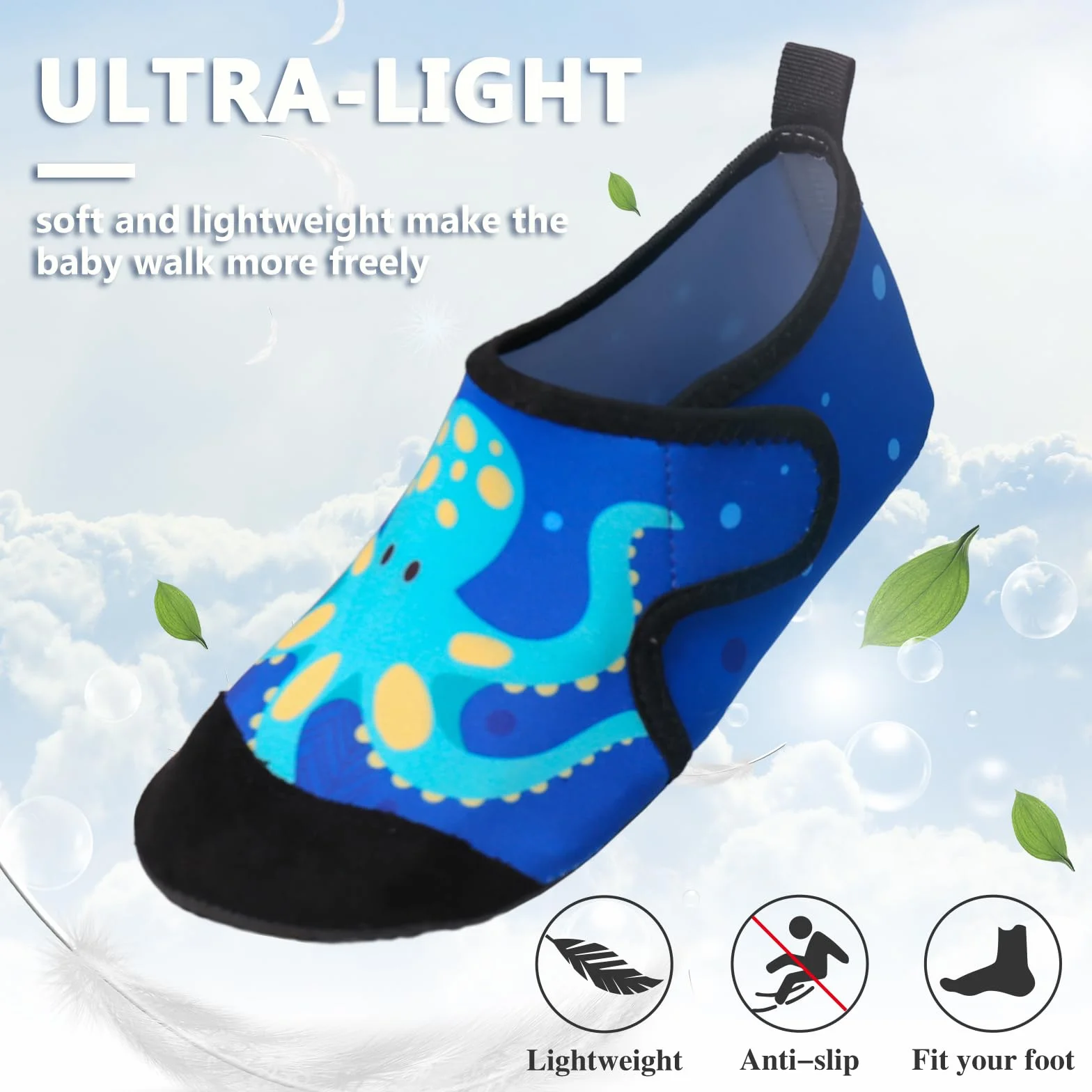 Calcetines de Piscina Bebe, Zapatos de Playa para Niños con Suela Gruesa Antideslizante Flexible Transpirable 22-35EU