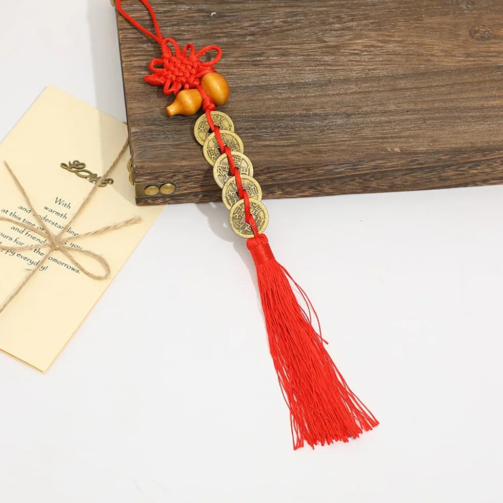 Encantos de Monedas de Suerte Cinco,Monedas Feng Shui Chinas,Monedas Chinas de la Suerte,con Nudo Chino Rojo I-Ching Suerte Cobre,para Salud Éxito Riqueza,18 Piezas