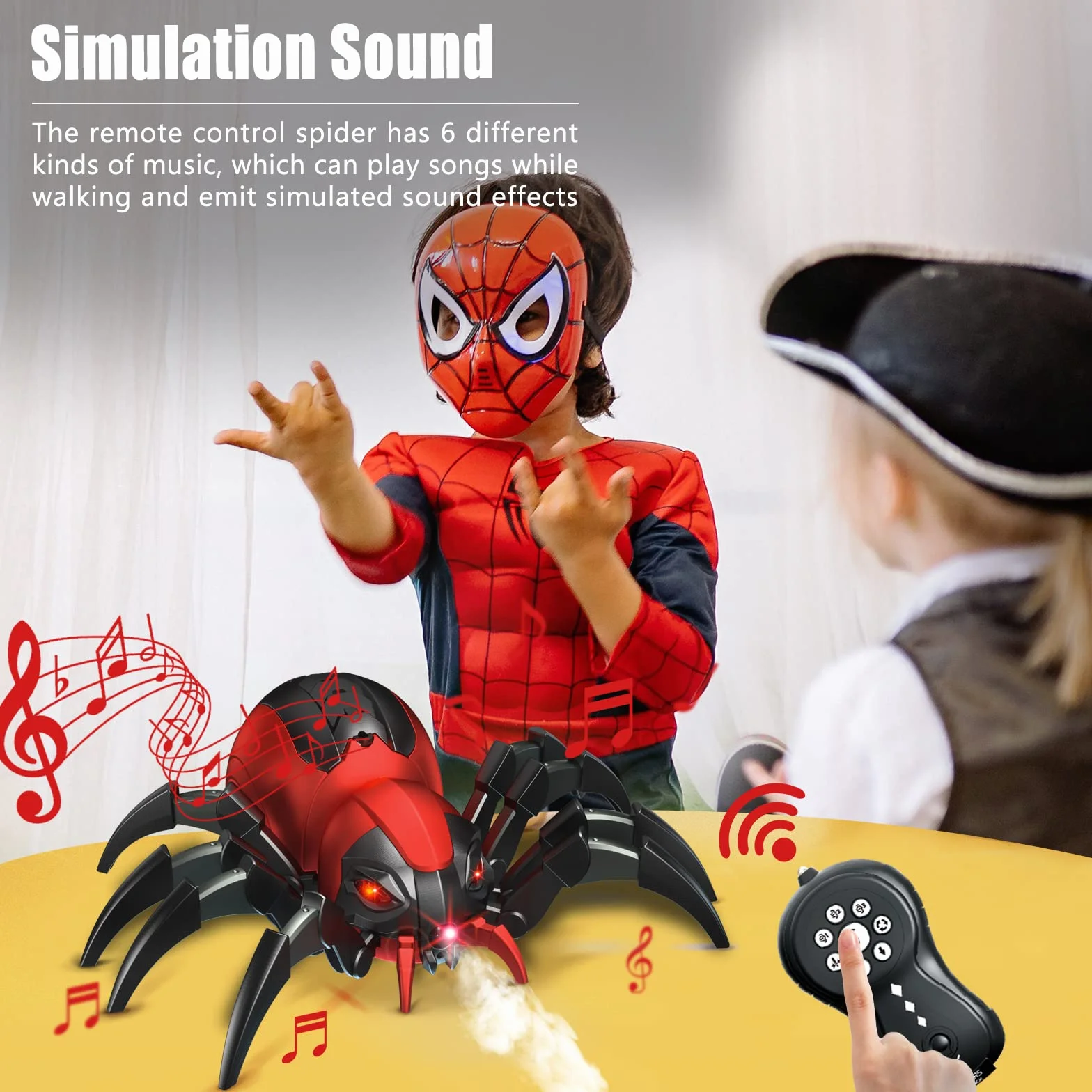 Araña RC Juguete de Araña con Control Remoto - Efectos Musicales, Luces LED, Regalo para Niños/as de 3 a 12 Años