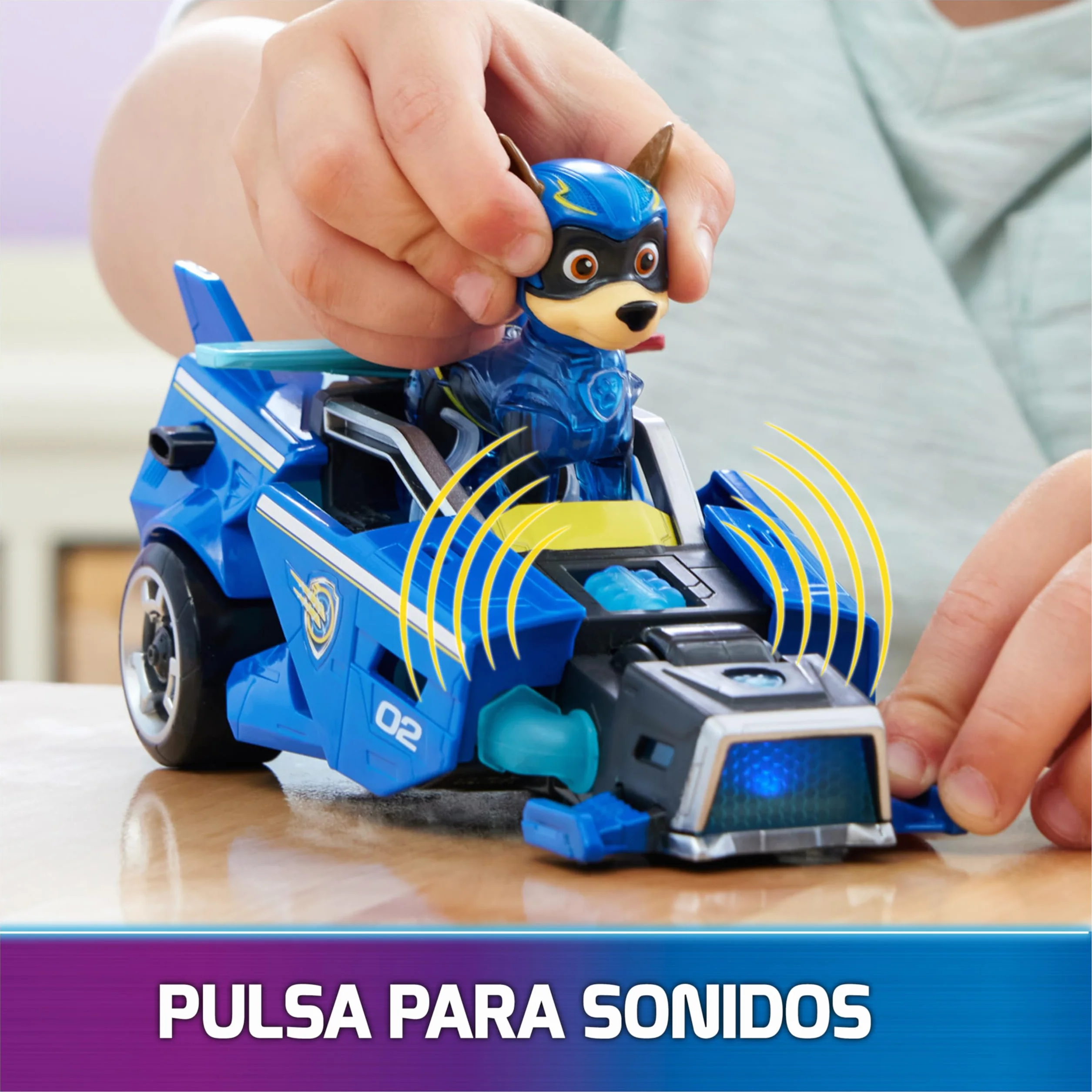 Paw Patrol Patrulla Canina Figura Chase Coche Juguete Luces Sonidos Superpelícula 3 Años+