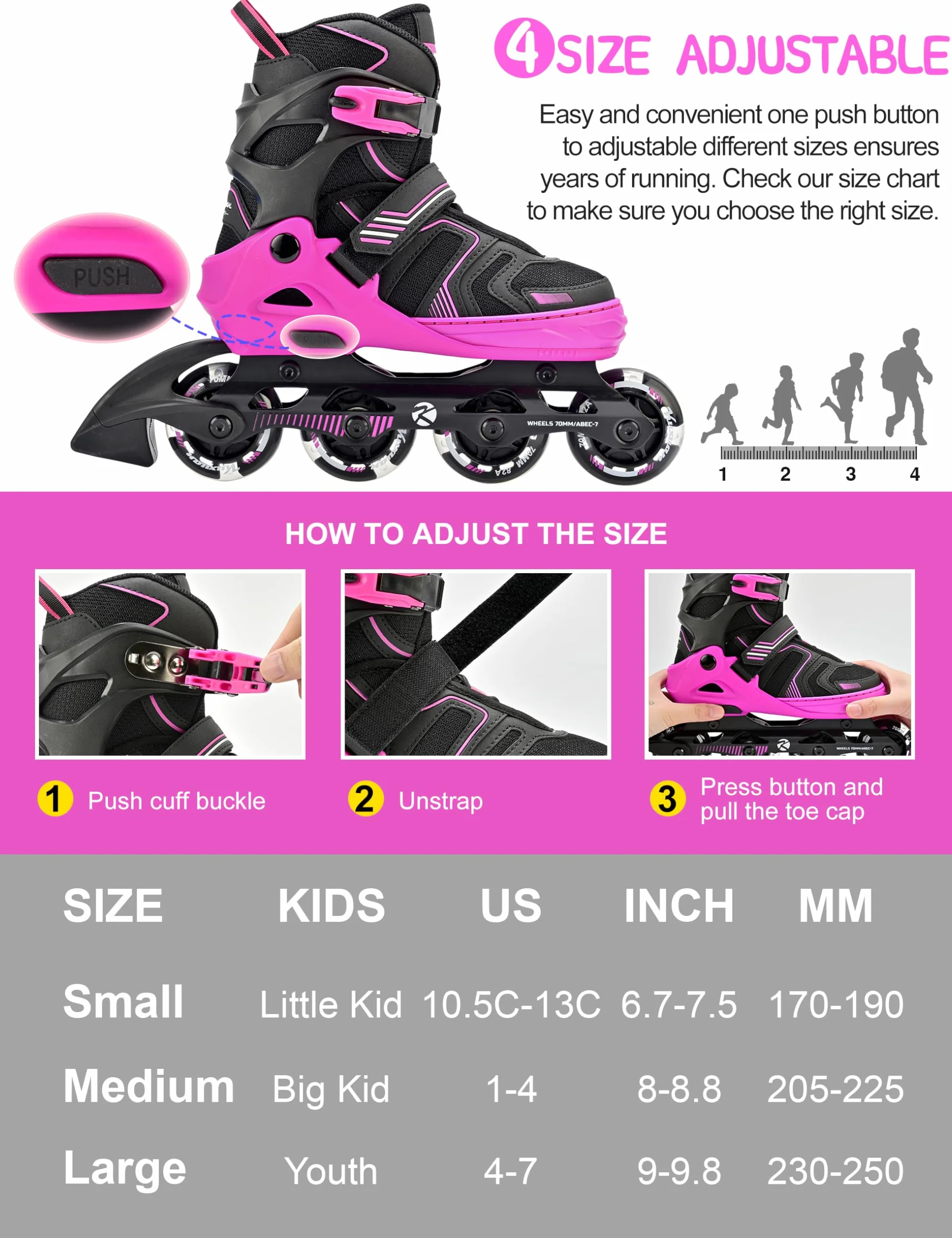 Kuxuan Patines en Línea Ajustables para Niños con Ruedas Luminosas
