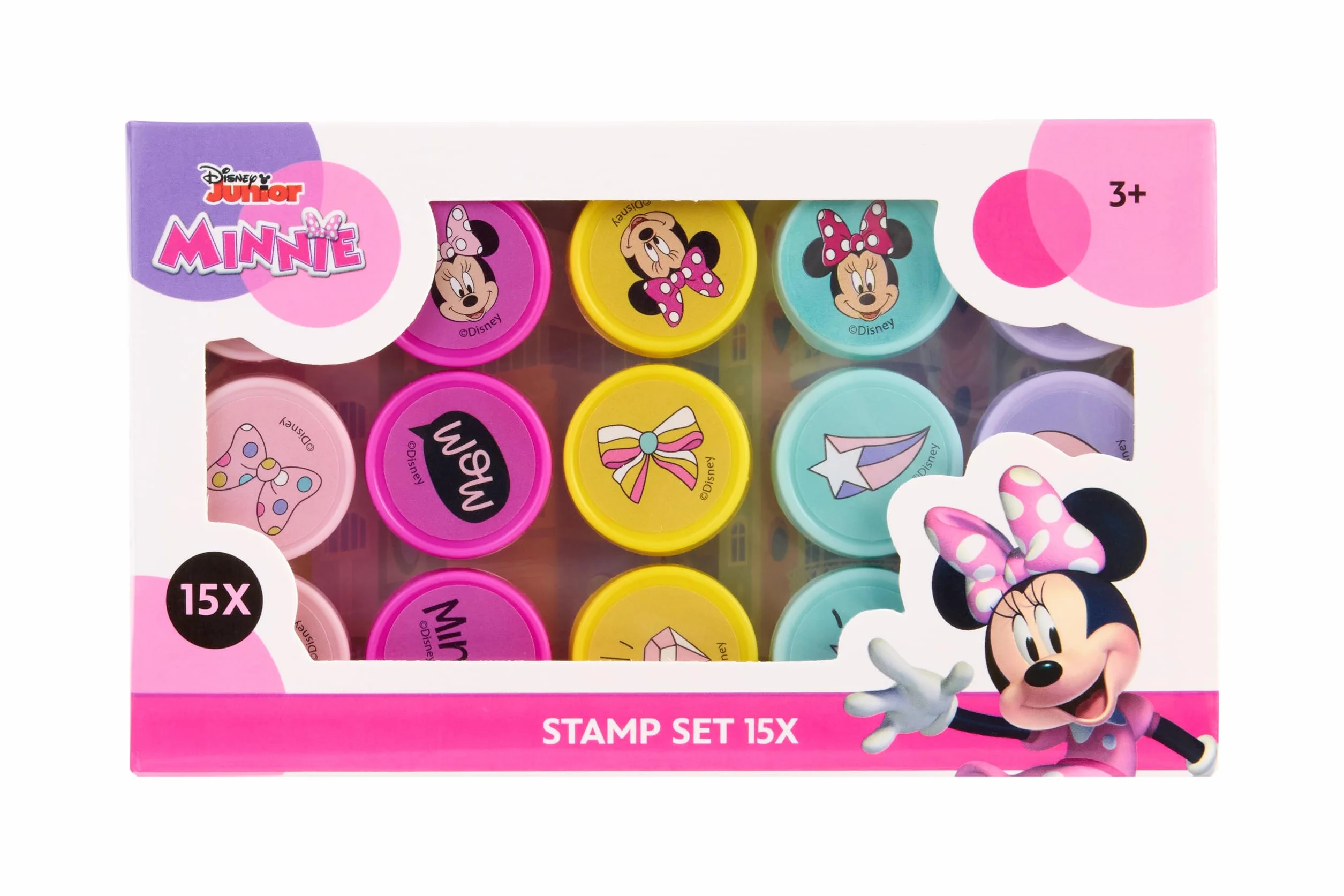 Disney Juego de sellos de Minnie Mouse, 15 piezas, juego de manualidades para niños con 15 sellos, set de sellos a partir de 3 años, producto con licencia junior