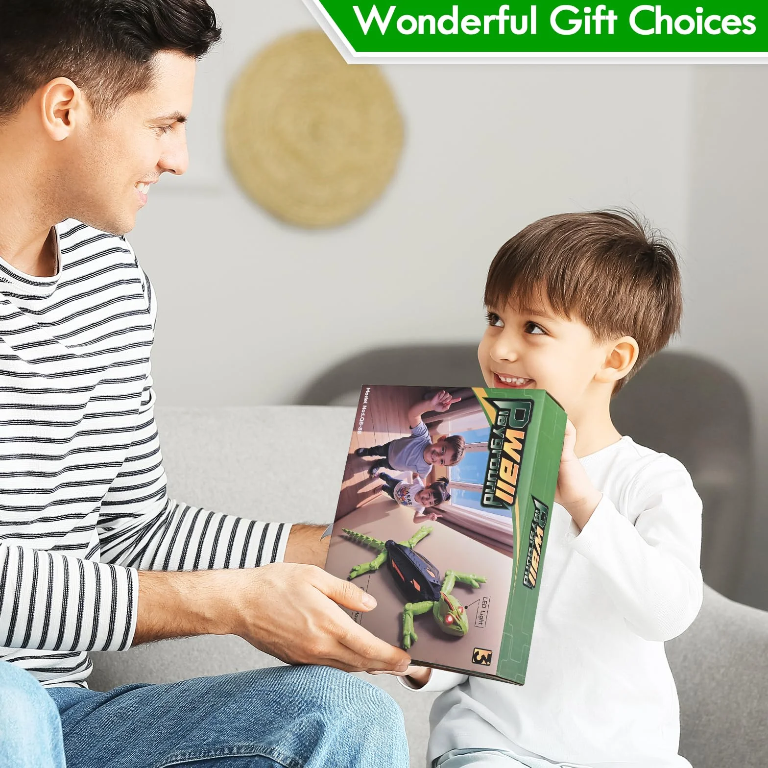 Euakee Recargable Camaleón Teledirigido, Lagarto Teledirigido con Ojos Led Luminosos, Lagarto Trepador de Paredes, JRegalos de Cumpleaños para Niños Niñas 3 4 5 6 7 8+ Años (A