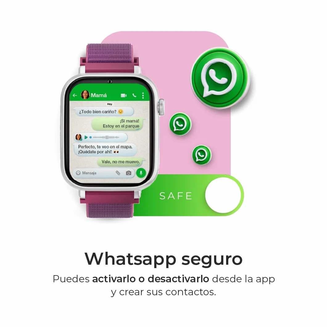 SaveFamily SaveWatch Plus 4G Reloj Inteligente Niño GPS Llamada Vídeo Bluetooth SIM Incluida Esfera Blanca Correa Verde