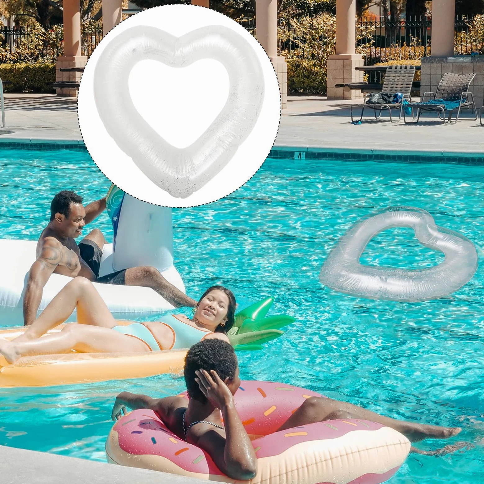 TOYANDONA Anillo de natación en Forma de corazón Anillos de Piscina inflables balsa Flota hinchables Pool Party Juguete de Piscina de Verano Anillo de natación Inflable de polivinilo