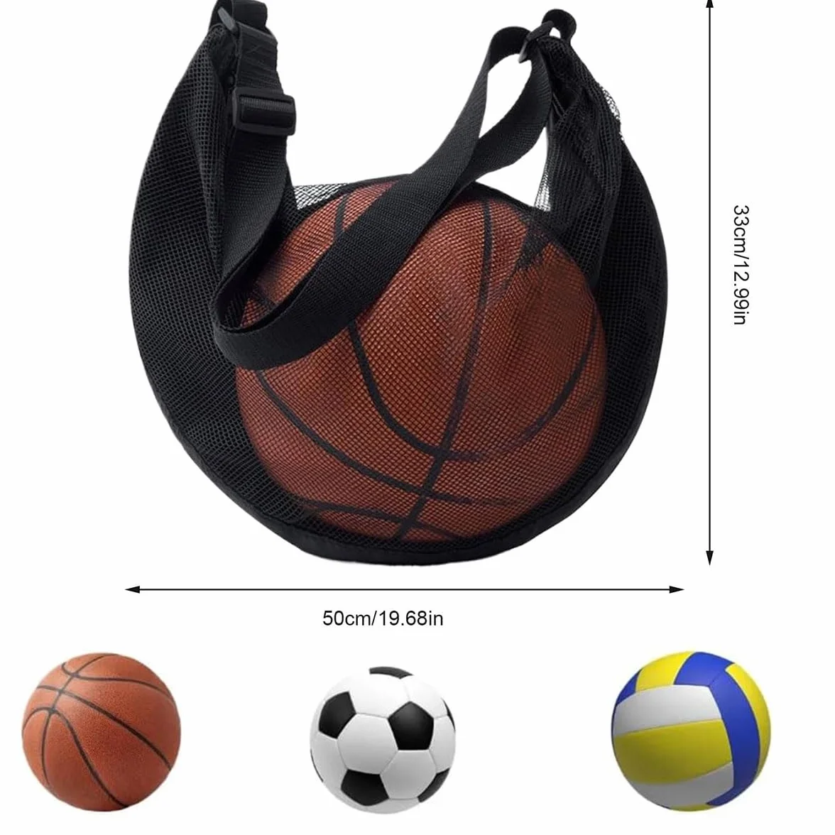 Bolsa de Red para Balones, Mochila de Entrenamiento para Baloncesto Fútbol Tenis, Negro