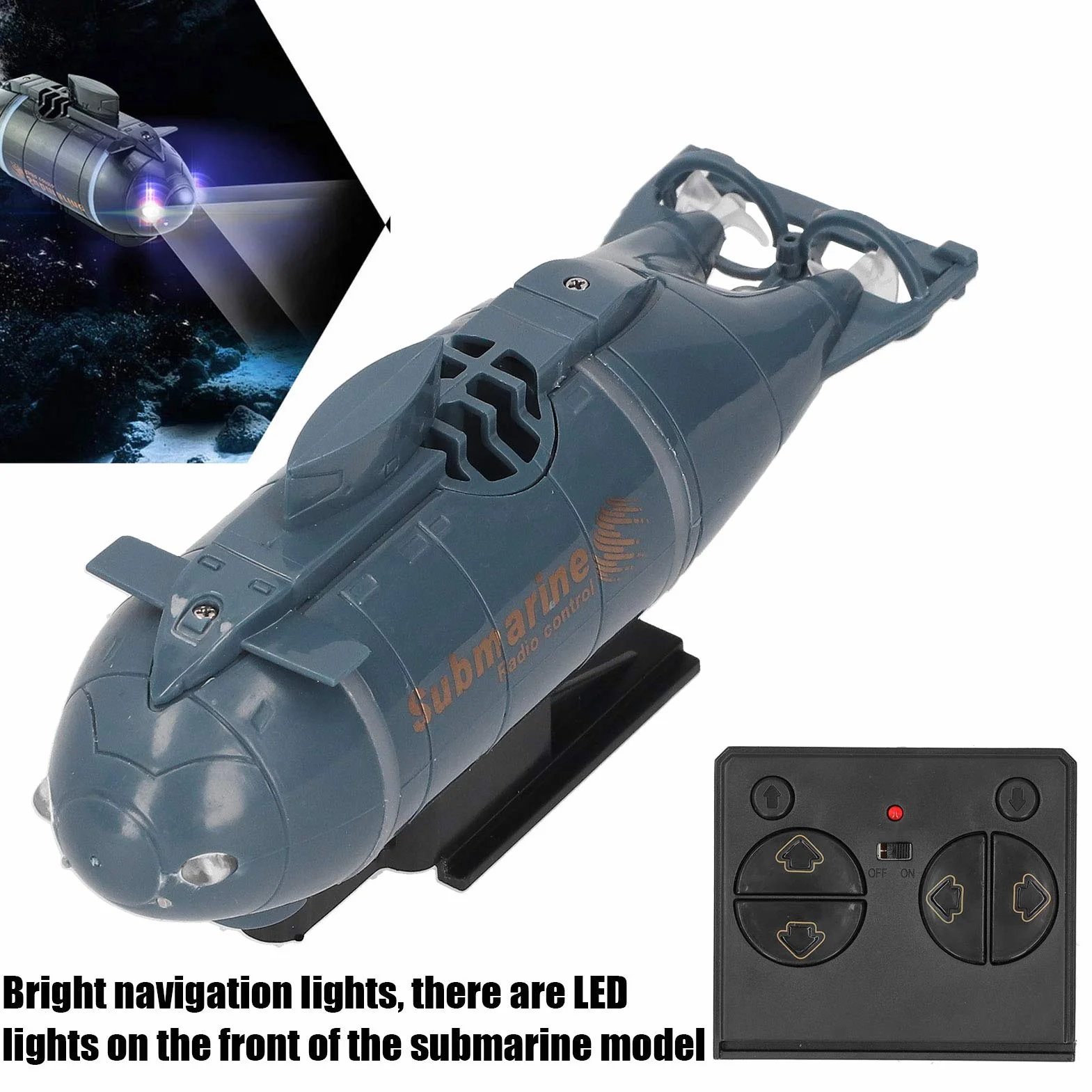 Drfeify Mini Submarino eléctrico, 2.4G Inalámbrico 6 Canales RC Submarino Impermeable Mini Barco de Buceo eléctrico Juguete de Regalo para niños(Azul)