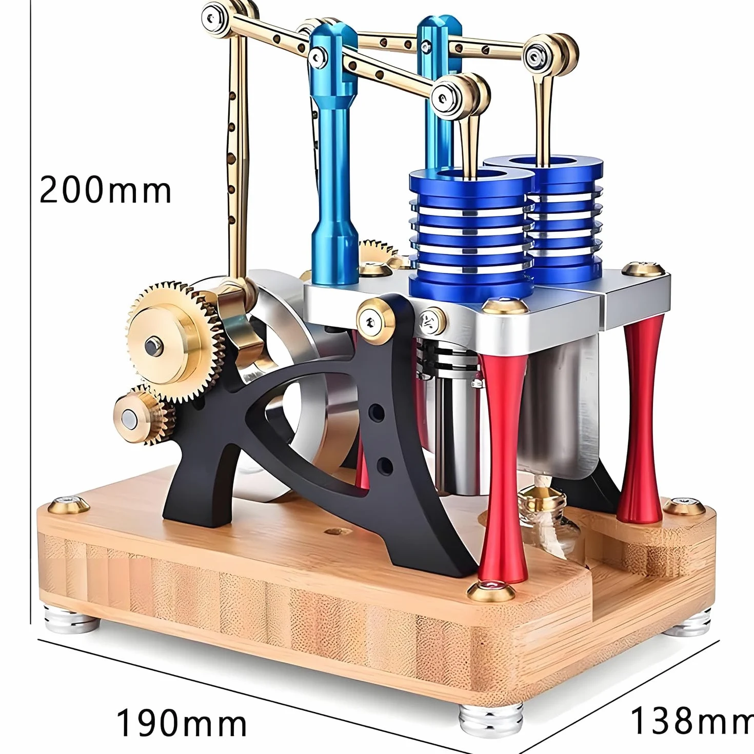 Kit de construcción de modelo de motor Stirling, cigüeñal de cobre, diseño de cilindro vertical, refrigeración de alta eficiencia, regalo científico para adultos
