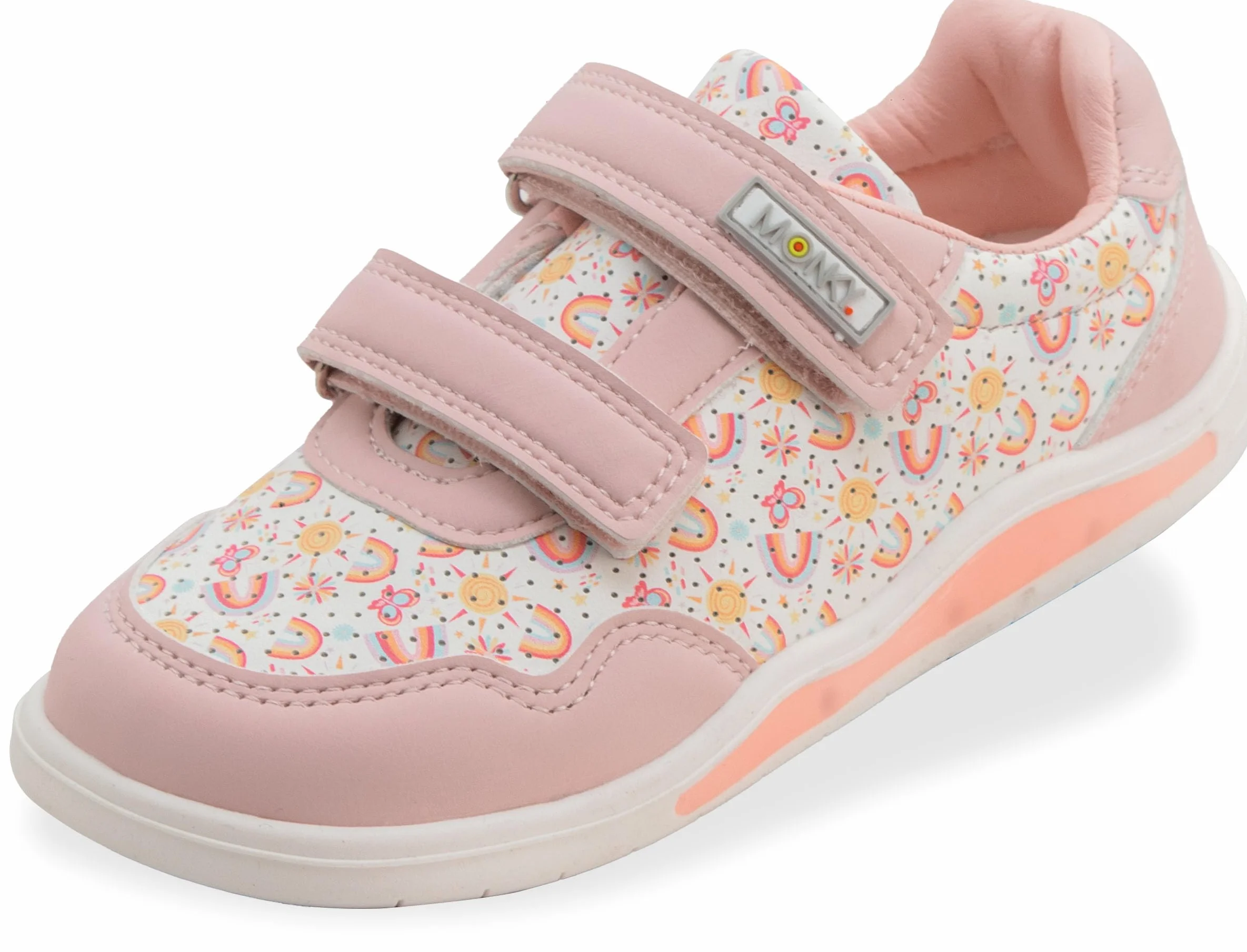 MONKY Zapatillas Barefoot Infantiles LED Puntera Ancha Suela Flexible Antideslizante Cierre Velcro Piel Sintética Tallas 25-30
