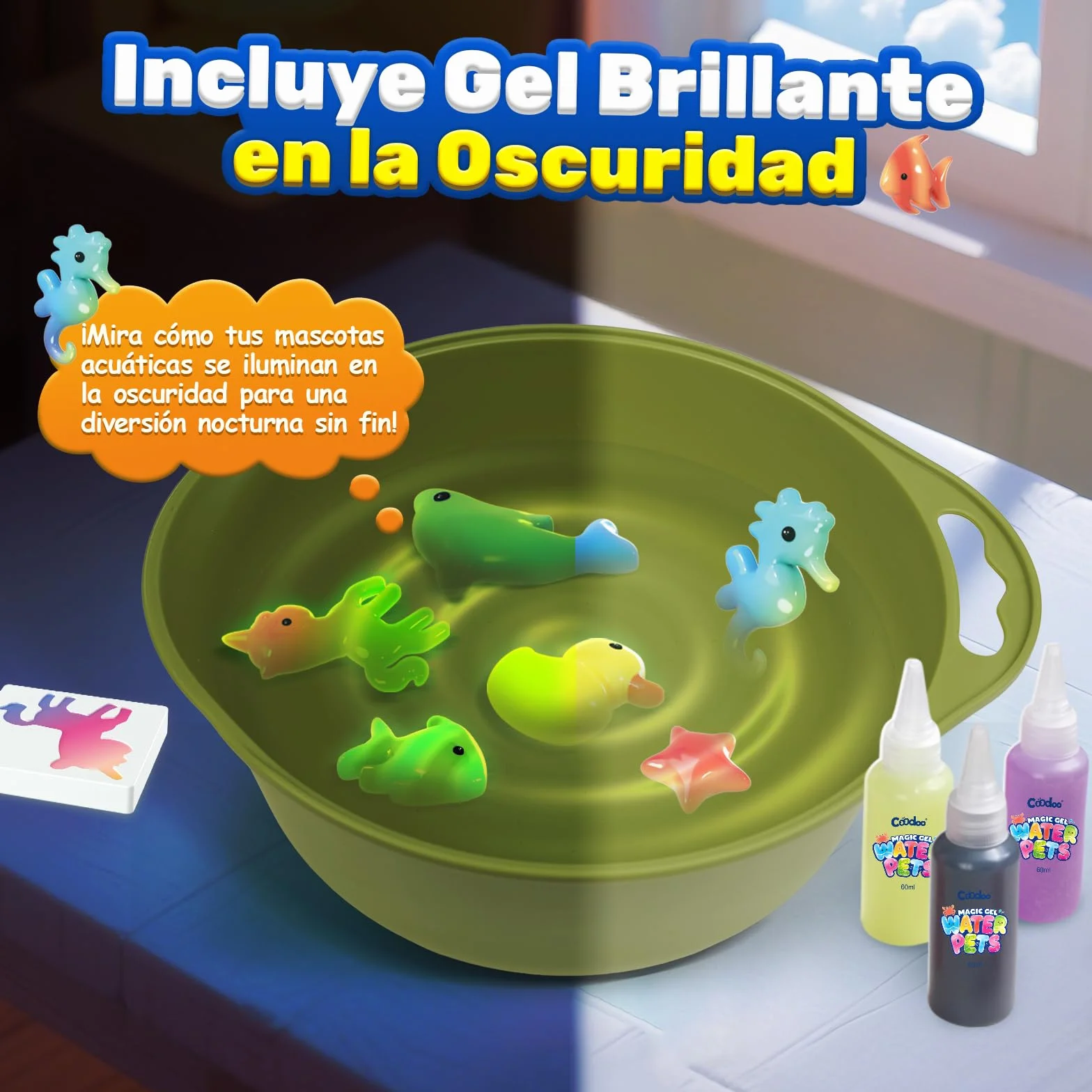Coodoo Aqua Gelz Set, Juguete de Gel de Agua Mágico DIY, Juego de Gel Mágico con 10 Colores y 8 Moldes, Creativo Manualidades Niños, Juguetes Juegos Kit Pintura Regalo para Niños Niñas 3 4 5 6 Años
