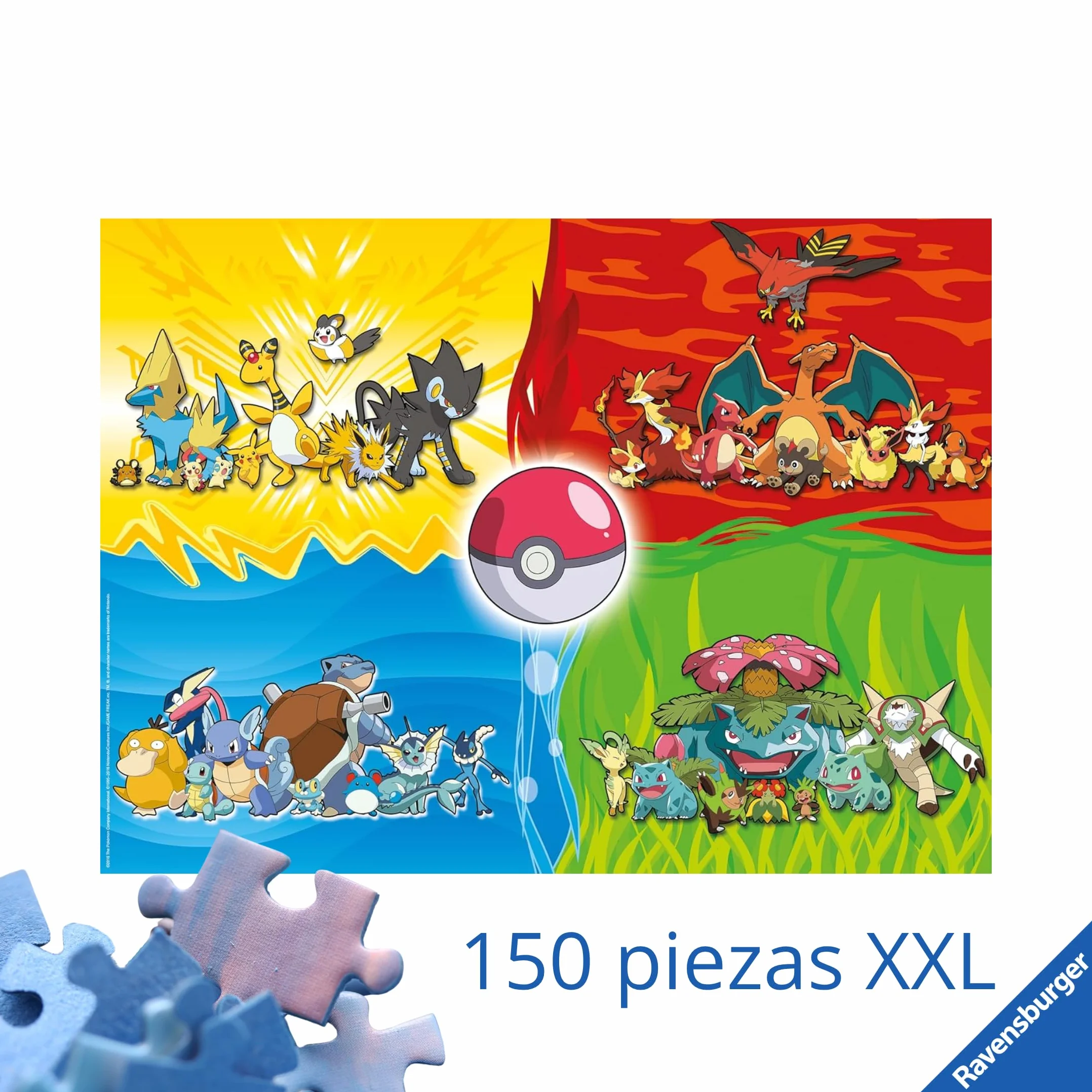 Ravensburger - Puzzles XXL Pokémon | Puzzle 7 Años O Más | Regalo Niño 7 Años O Más De 150 Piezas | Rompecabezas Niños De 49 X 36 Cm | Ravensburger Puzzle
