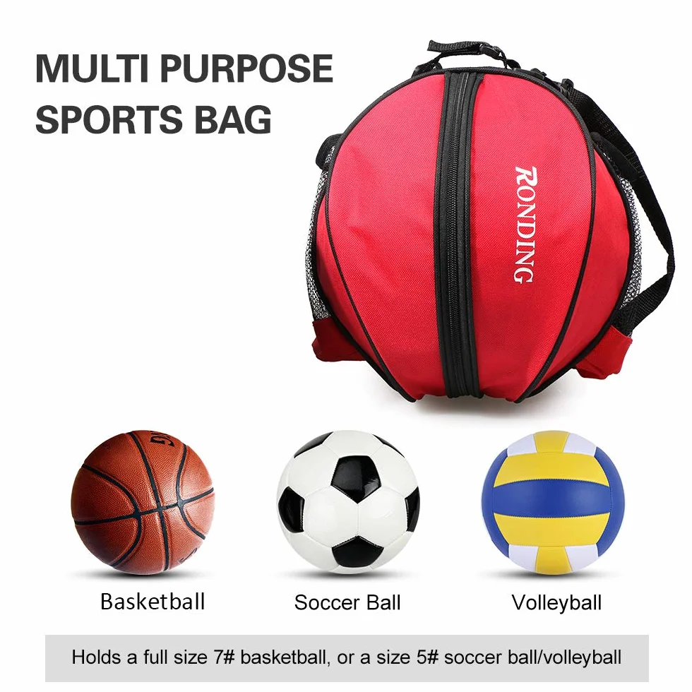 Bolsa de Baloncesto Portátil, Bolsa de Hombro Redonda para Pelotas de Fútbol y Voleibol