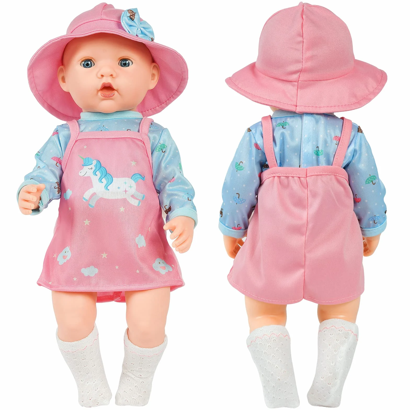 Aolso Ropa de Muñeca para Muñecas,Vestido para Muñecos Bebé de 35cm-45cm,Conjunto de Ropa de Muñeca con Sombrero,Juego de Disfraz de Muñeca para Niños y Niñas