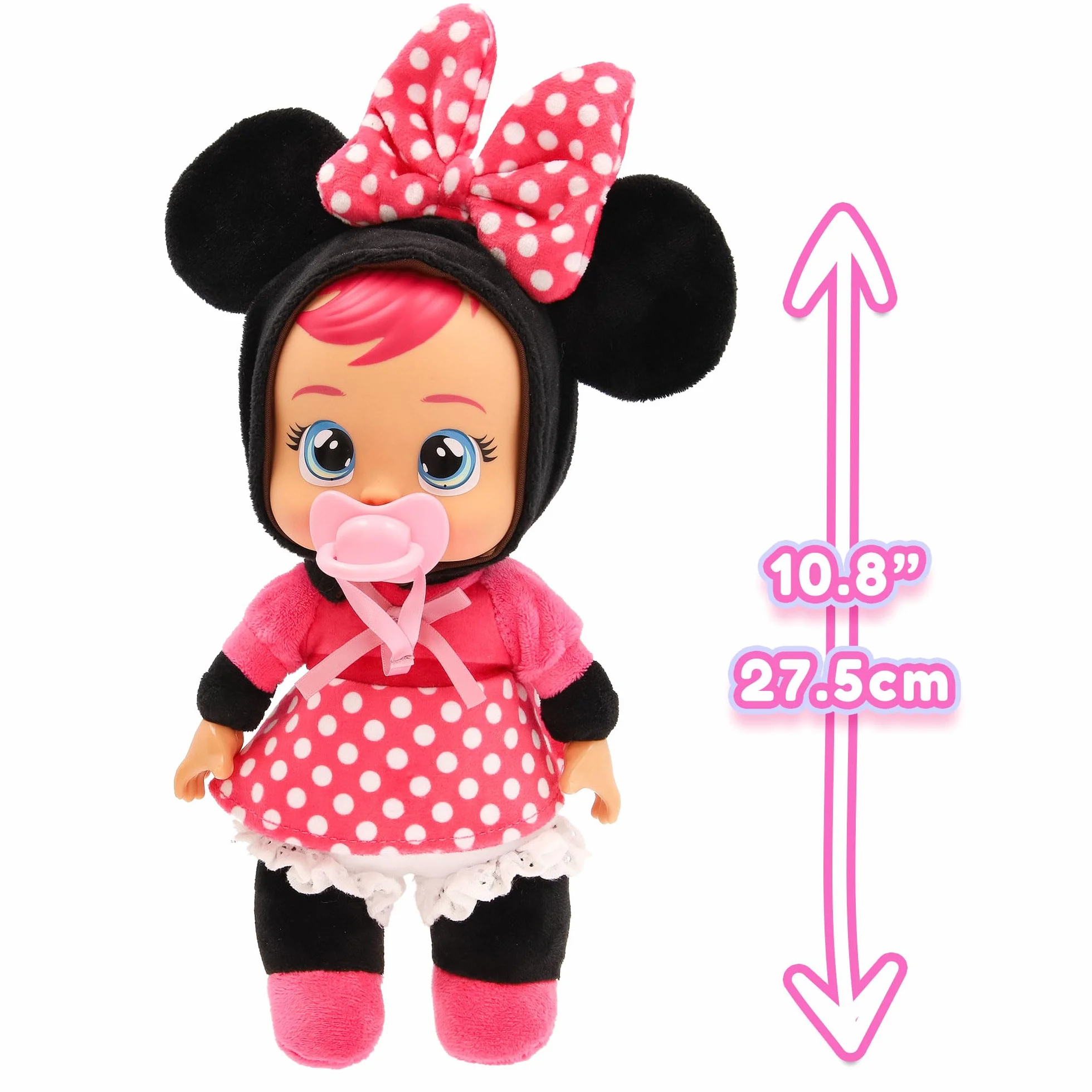 Bebés Llorones Tiny Cuddles Disney Minnie, Muñeca Suave y Blanda 25 cm, Llora Lagrimas de Verdad Incluye Pijama Disney, Juguete para niños y niñas +18 Meses