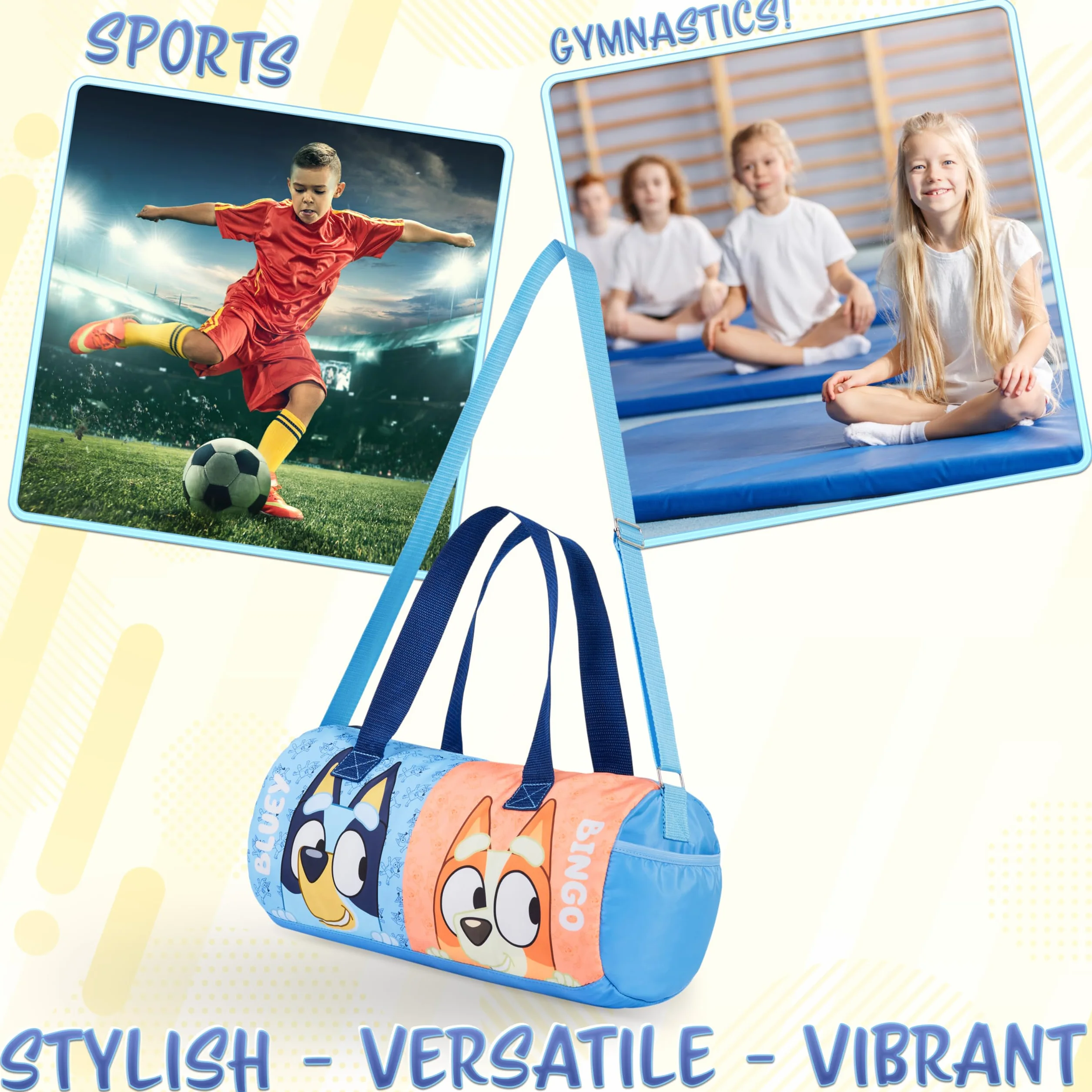 Bluey Bolsa de Deporte para Niños, Bolsa de Viaje con Correas Ajustables