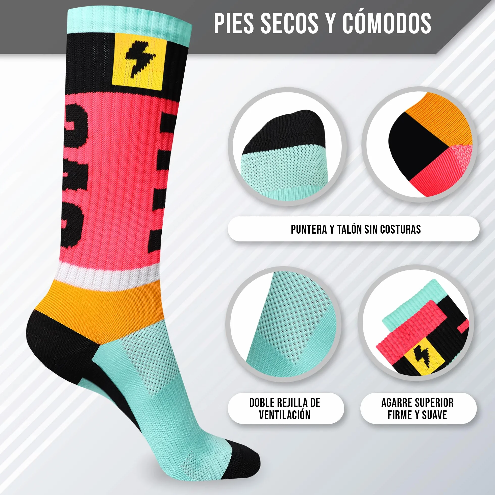 Calcetines de Deporte sin Costuras para Hombre y Mujer - Largos para Ciclismo, Running y Pádel