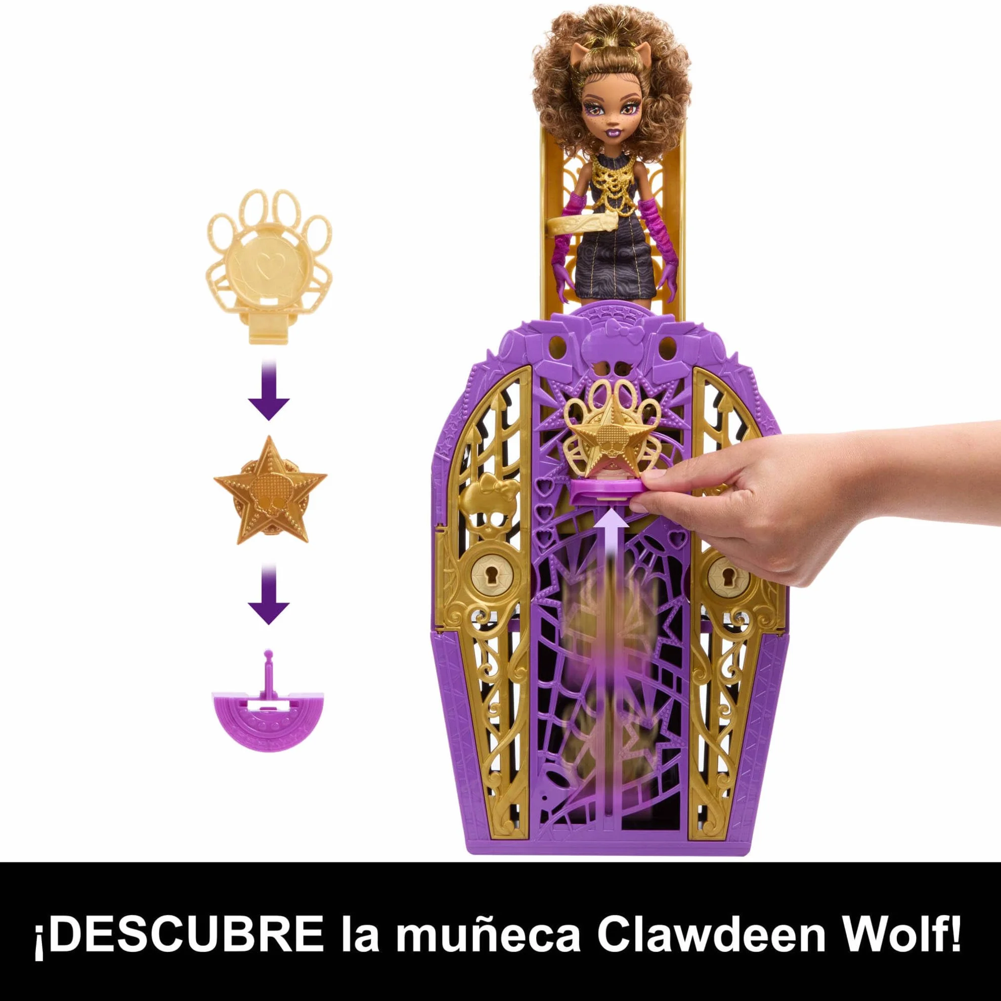 Monster High Skulltimate Secrets Hauntlywood Mysteries Clawdeen Wolf Conjunto de muñeca y accesorios, con armario y más de 19 sorpresas con mucho glamour, incluida ropa de muñeca, JBG80