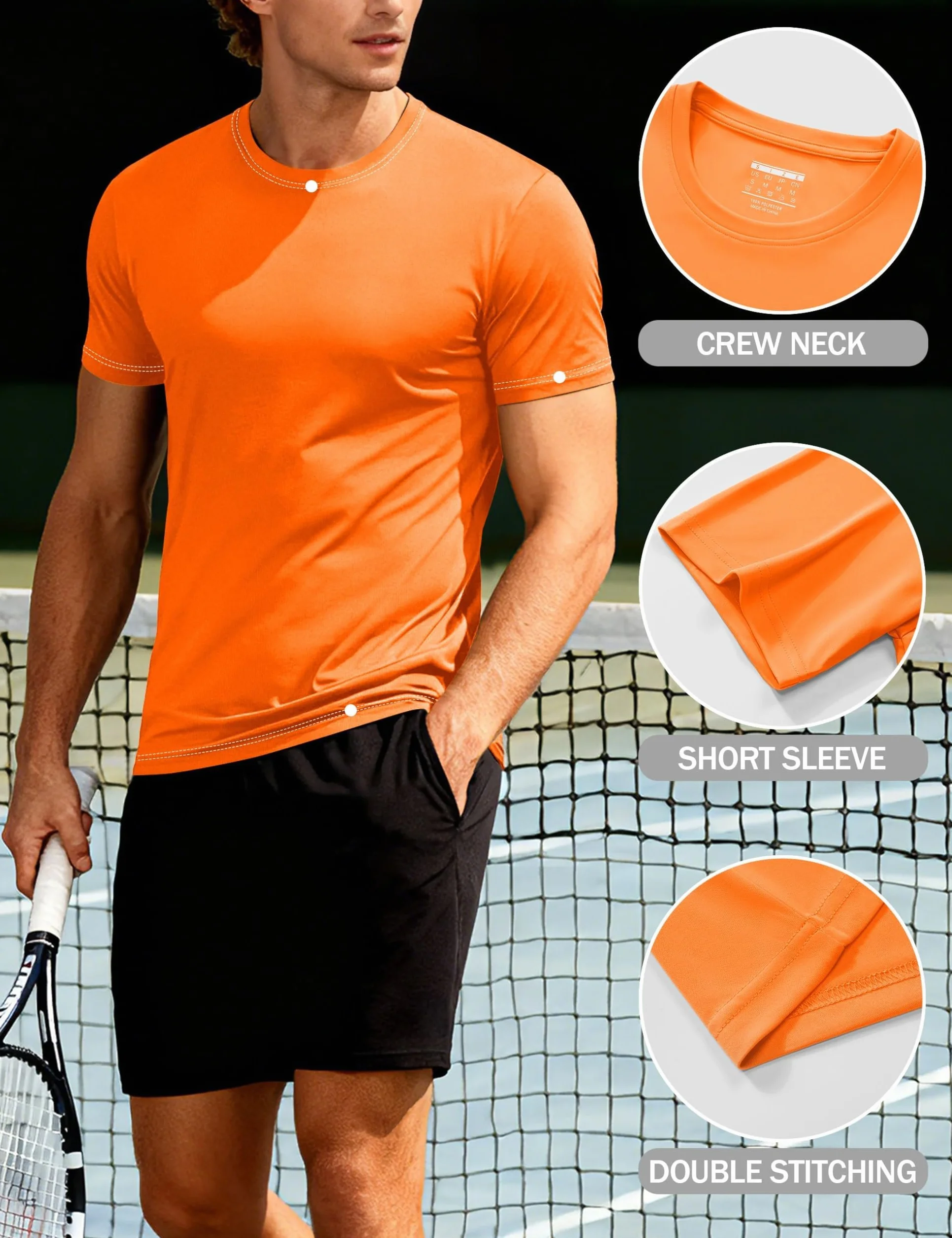 KEFITEVD Camiseta Elástica de Secado Rápido para Hombre, Manga Corta Ligera Informal de Verano