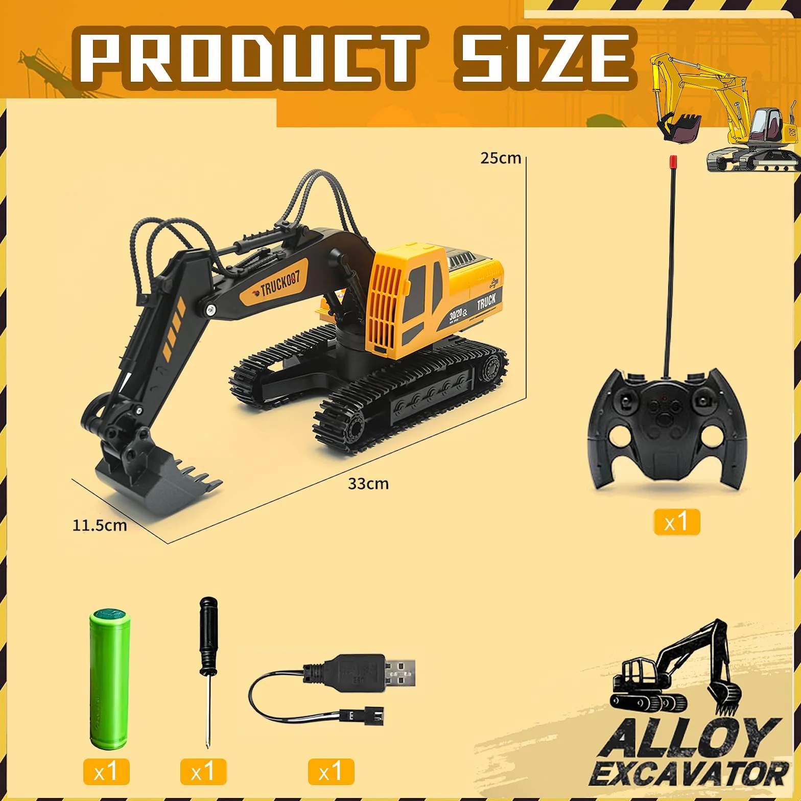 2,4 GHz Excavadora Teledirigido,1:24 Excavadora Juguete Teledirigido,Excavadora Control Remoto,Grua Teledirigi-da,Gruas de Juguete,con Luces y Música,Juguet Construcción Regalo Cumpleaños (C)