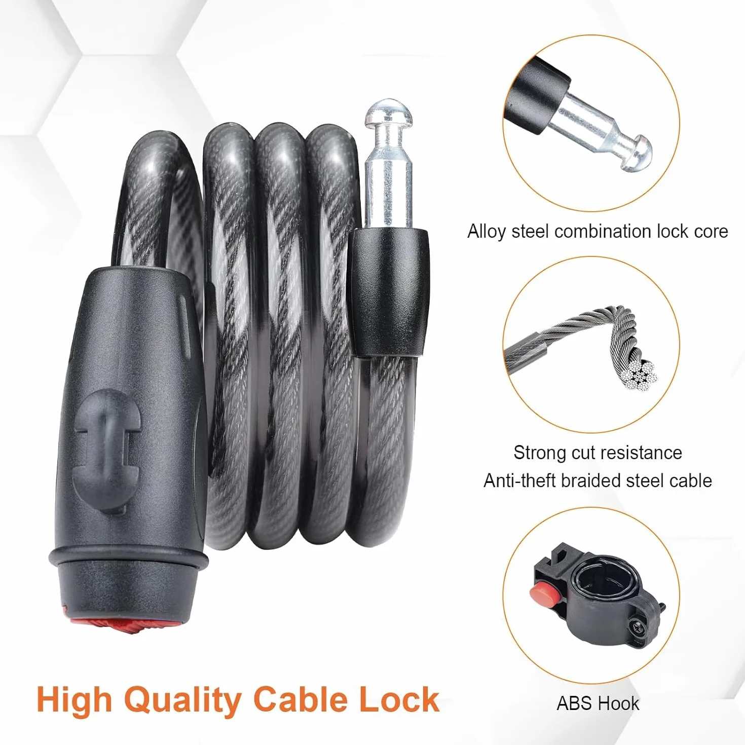 GRIFEMA GA1204-12 Candado de Bicicleta Antirrobo con Llave, Cable 120cm, Negro