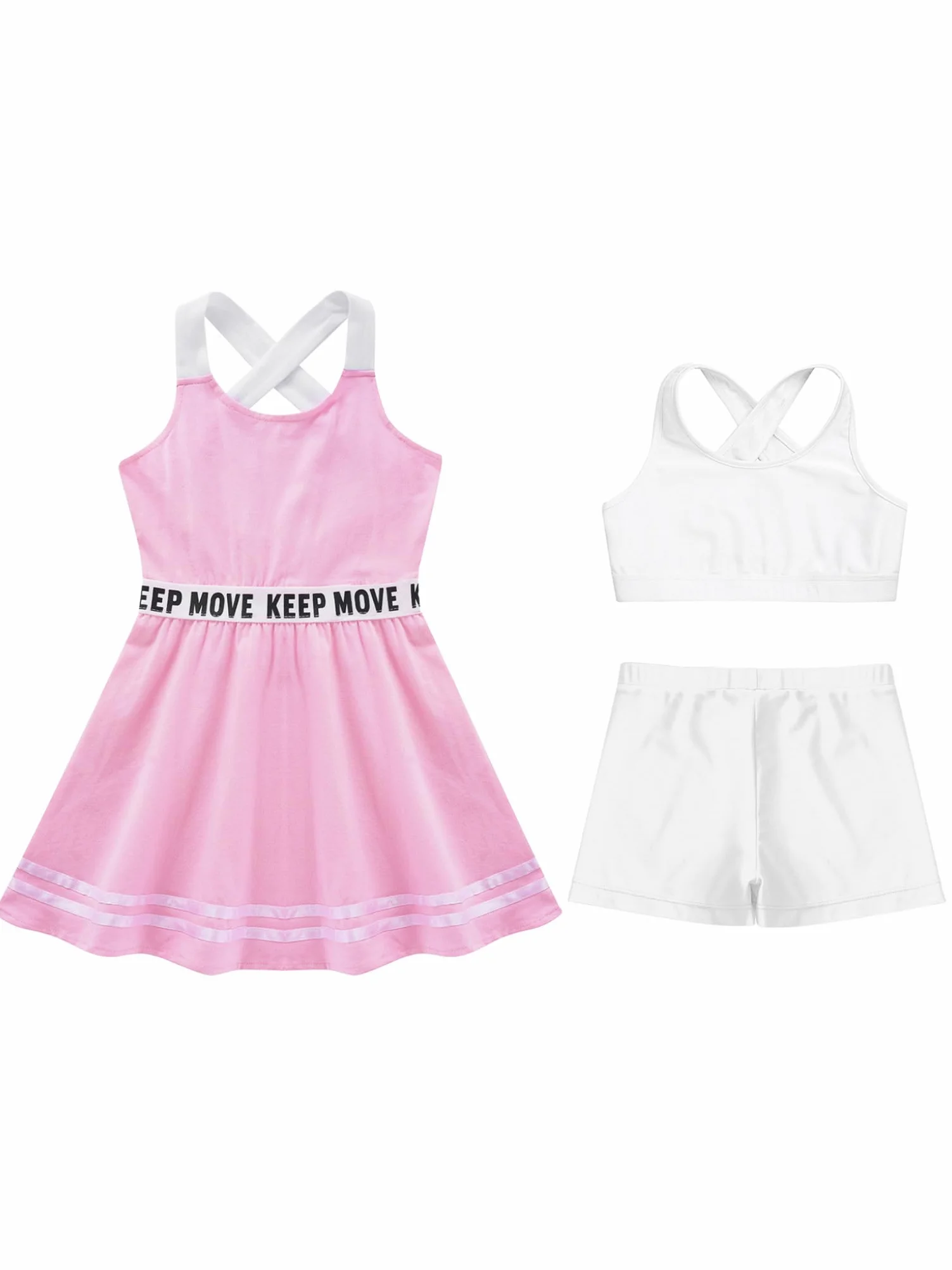 Traje de tenis para niña sin mangas vestido de golf top pantalones cortos entrenamiento juego ropa deportiva