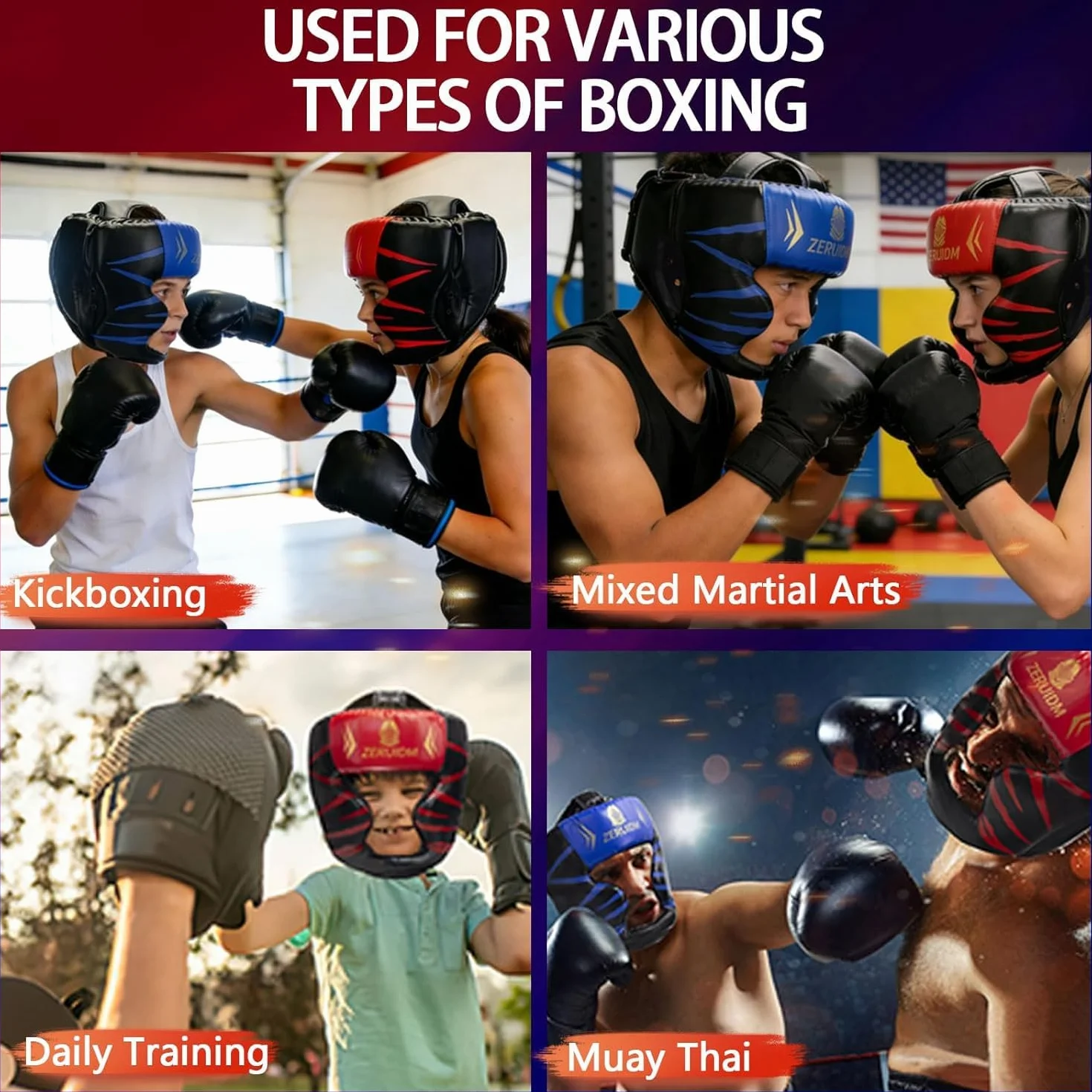 Cascos de Boxeo Reforzados Paquete de 2 para Adultos y Niños Entrenamiento Sparring MMA Kickboxing Muay Thai