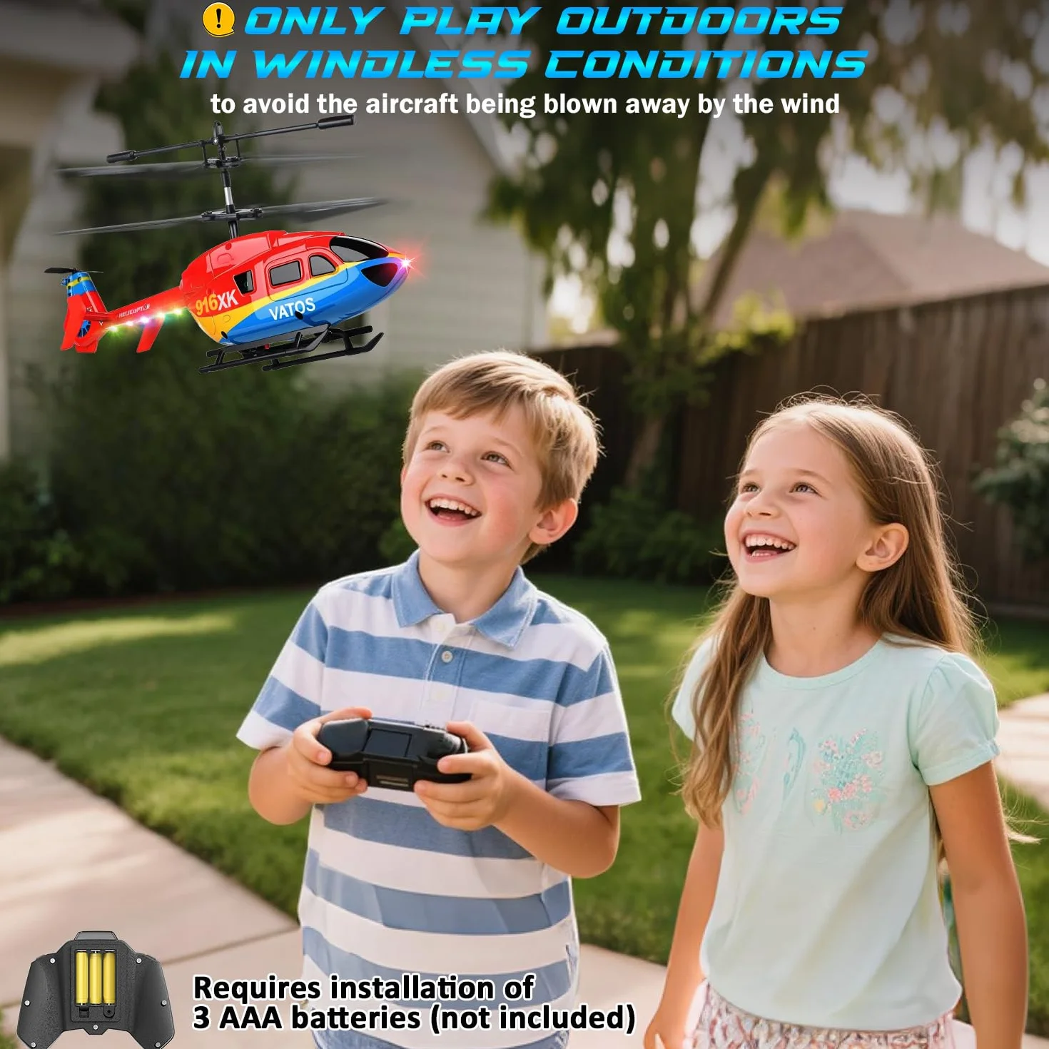 VATOS Helicóptero teledirigido, 2.4GHz Altitud Birdy RC Helicópteros con giroscopio y luz LED, una tecla de despegue y Aterrizaje, 3.5 CH RC Aviones de Juguete para niños Adultos Principiantes