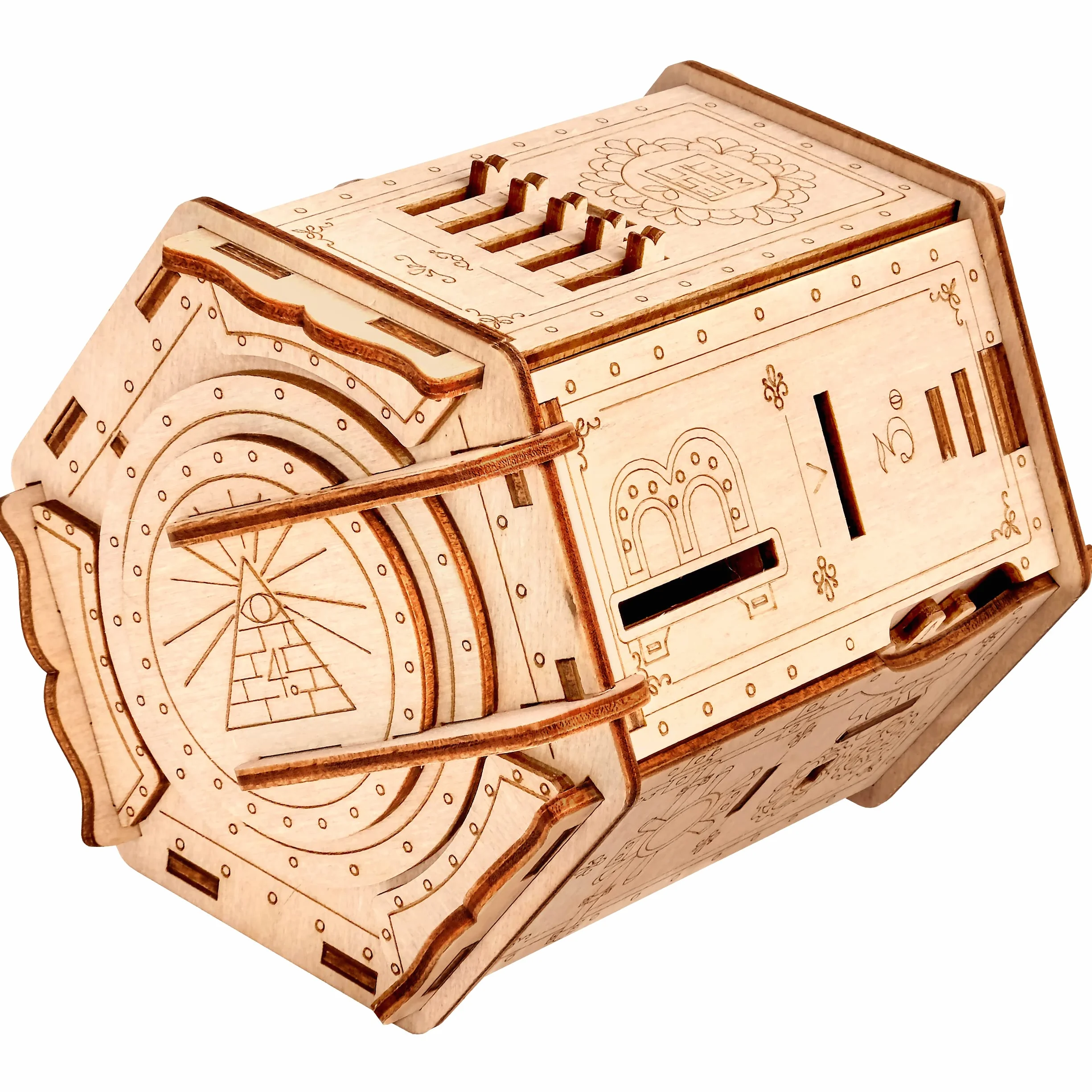 ESC Welt Fort Knox Pro - Сaja Rompecabezas de Madera con Compartimentos Ocultos para Adolescentes - Caja Secreta para Jugar en Familia - Caja Escape Room para Fanáticos de los Rompecabezas