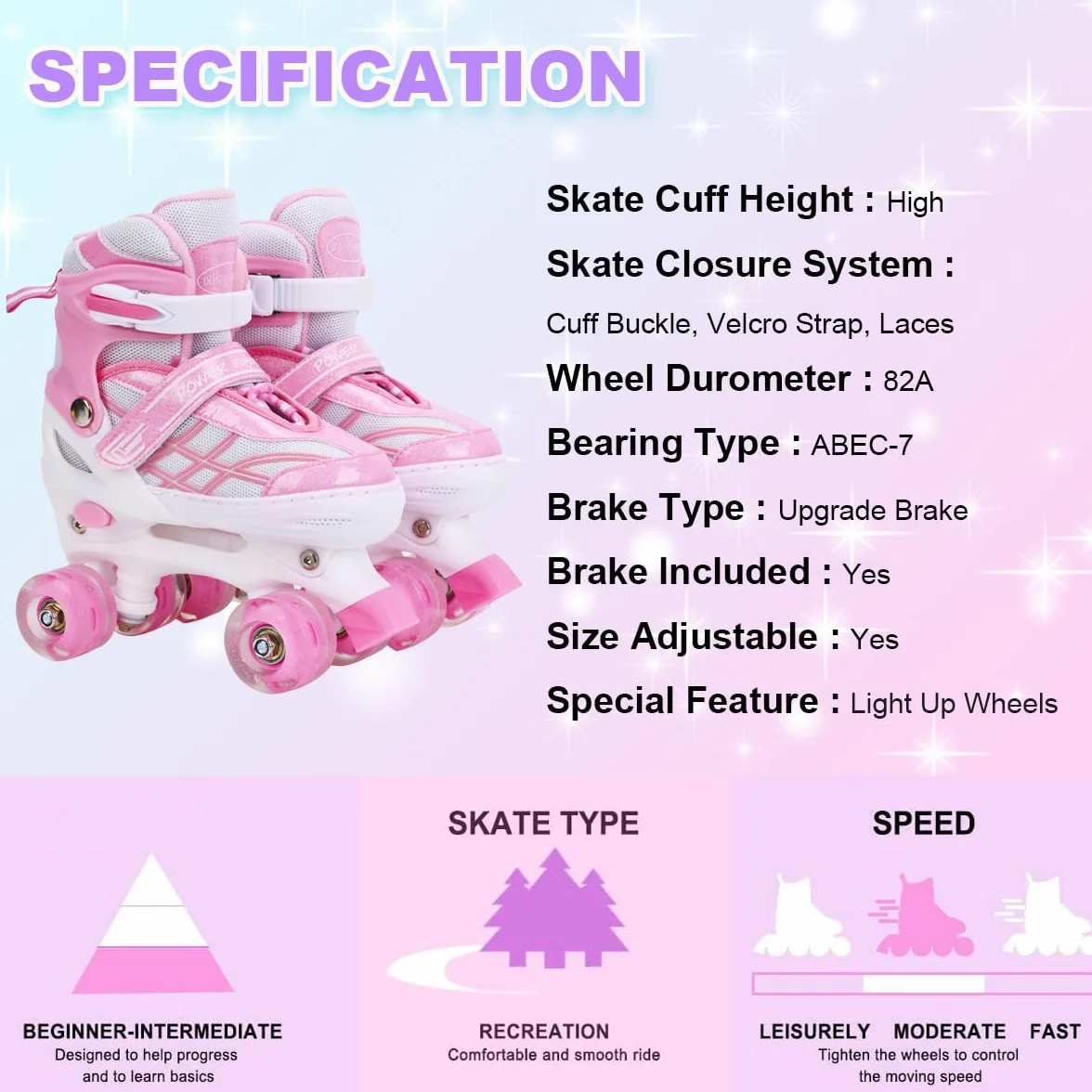 Patines Ajustables para Niñas Principiantes 4 Tallas