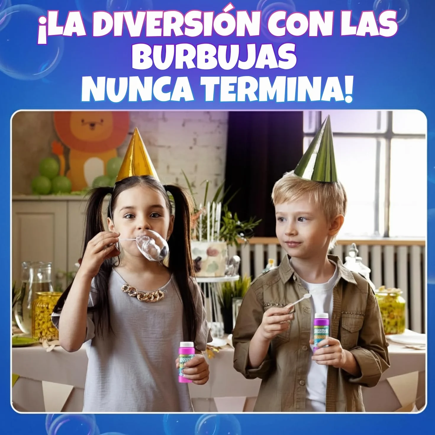 Burbujas de Fiesta para niños – Paquete de 24, 59,1 ml con varitas, Colores neón Surtidos para Juegos al Aire Libre, Fiestas de cumpleaños y Bolsas de Regalos