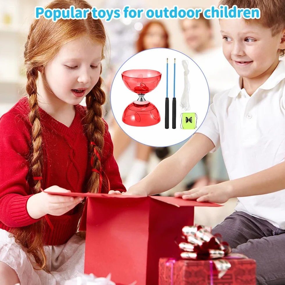 Diábolo LED con Rodamientos de Bolas, Juego de Malabarismo, Diábolo Que Brilla en la Oscuridad, para Niños y Adultos, Principiantes Profesionales
