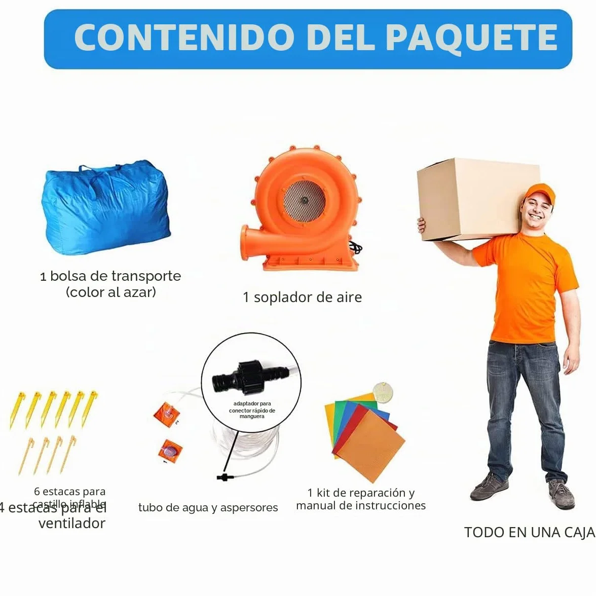 Baralir Castillo Hinchable con Ventilador, tobogán seco y de Agua, Puede albergar 3~5 niños al Mismo Tiempo. Castillo para niños para Uso Interior o Exterior 400 × 320 × 200 cm