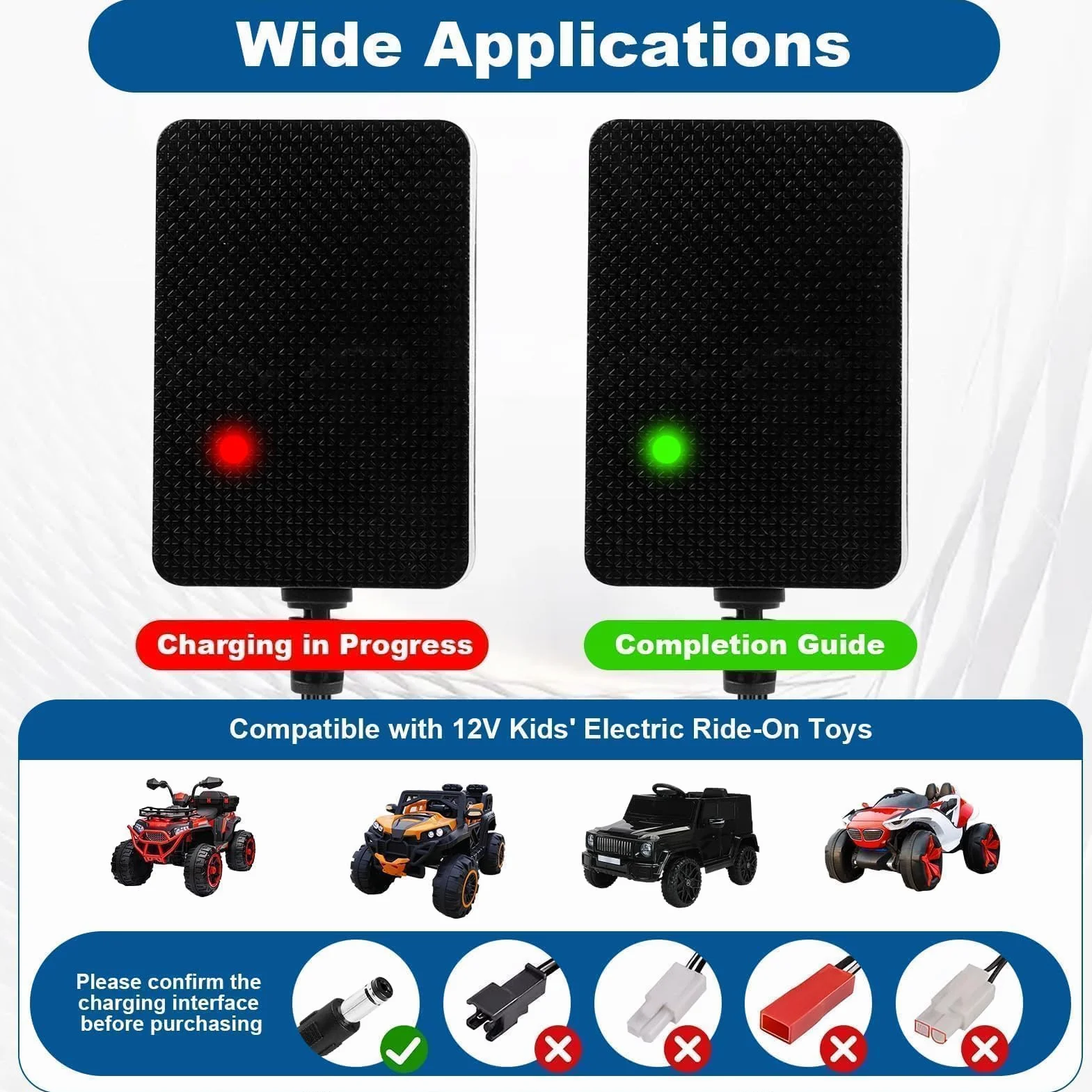 12V 1A Cargador para Coches Eléctricos Niños, Adaptador de Corriente con Enchufe EU para Moto, SUV, ATV, Quad, Tractor y Otros Vehículos Eléctricos Infantiles de 12V 1000mA