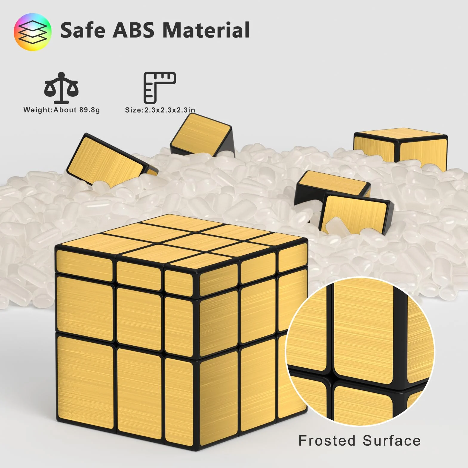 Vdealen Speed Cubo Magico 3x3x3 Mirror Magic Cube, Liso Espejo Cubo de Velocidad para Principiantes y Usuarios Avanzados, Regalo para Niños Adolescentes Adultos(Oro)