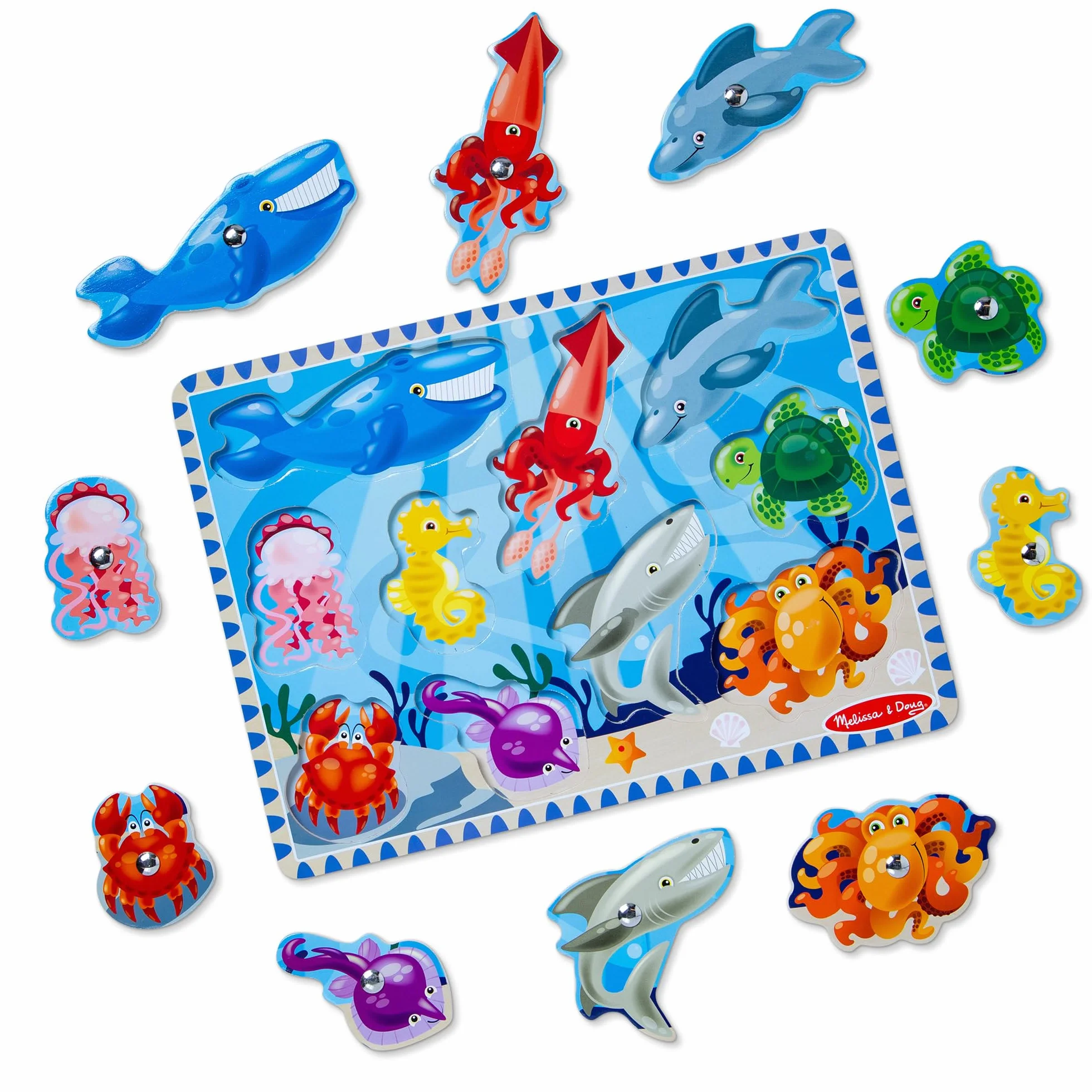 Melissa & Doug Juego Magnético de Pesca, Juguete de Madera, Puzzle Animales Marinos, Regalo 3 4 5 Años