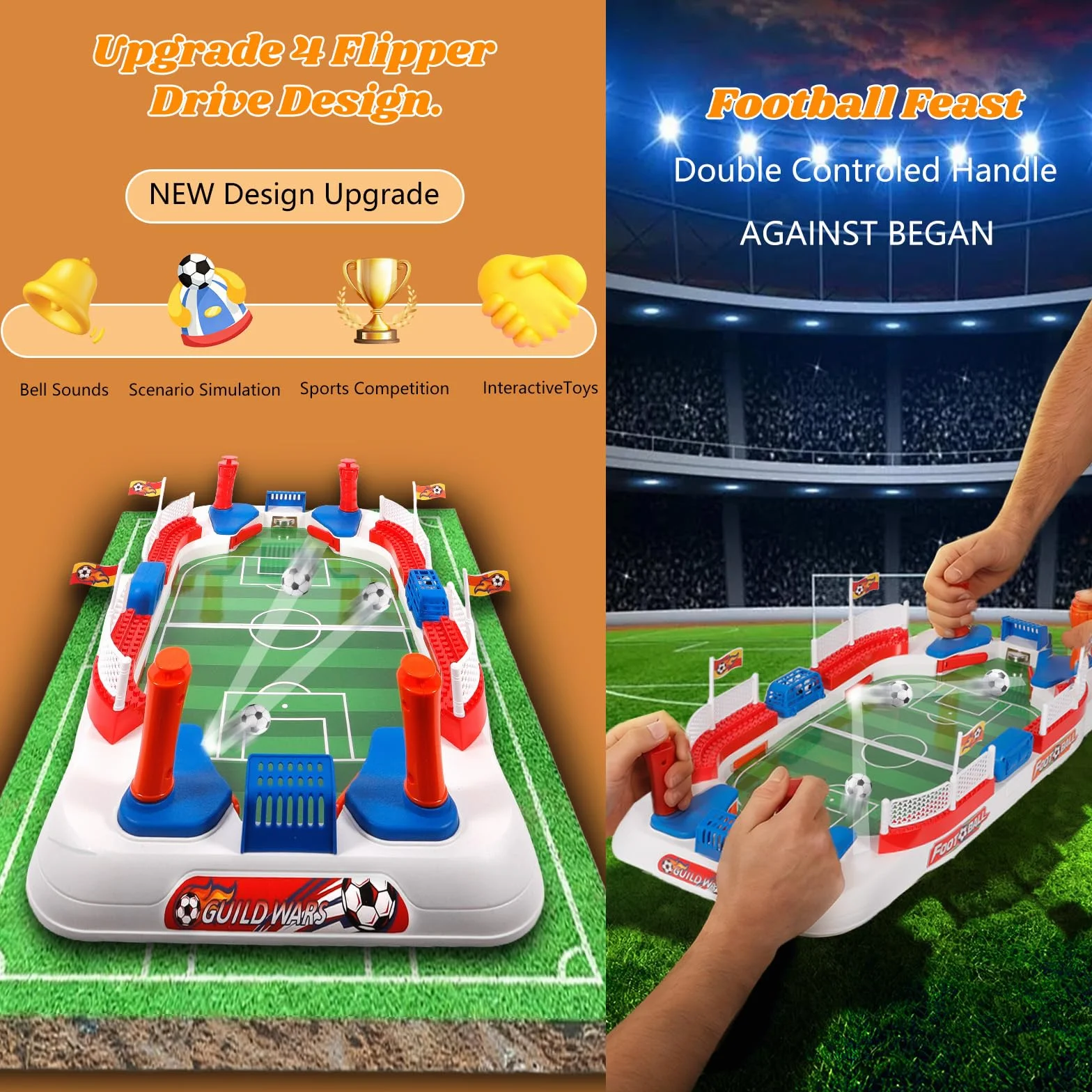 Futbolines para Niños, Mini Futbolín con 2 Balones y Contador, Regalo de Fútbol para 4-10 Años