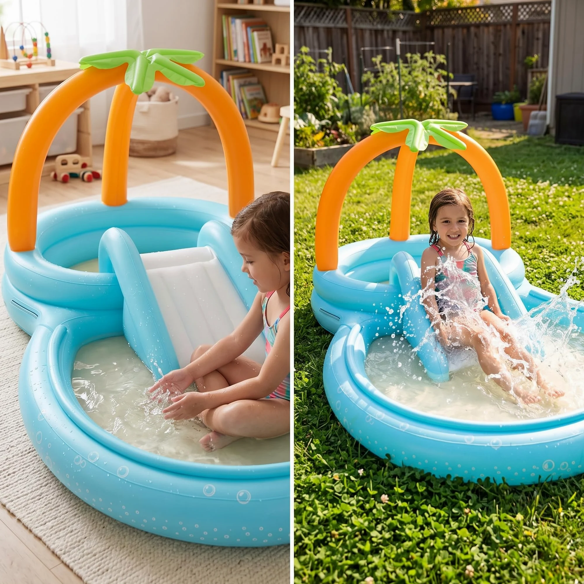Piscina Hinchable Infantil: Centro Juegos Acuático PVC para Niños 4 a 6 Años