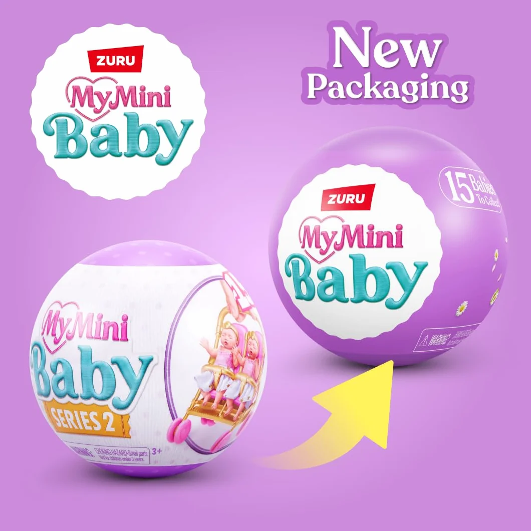 My Mini Baby Serie 2 de ZURU, cápsula misteriosa Coleccionable, Juguete para niñas, bebé Realista en Miniatura, Kit de Juego y Accesorios