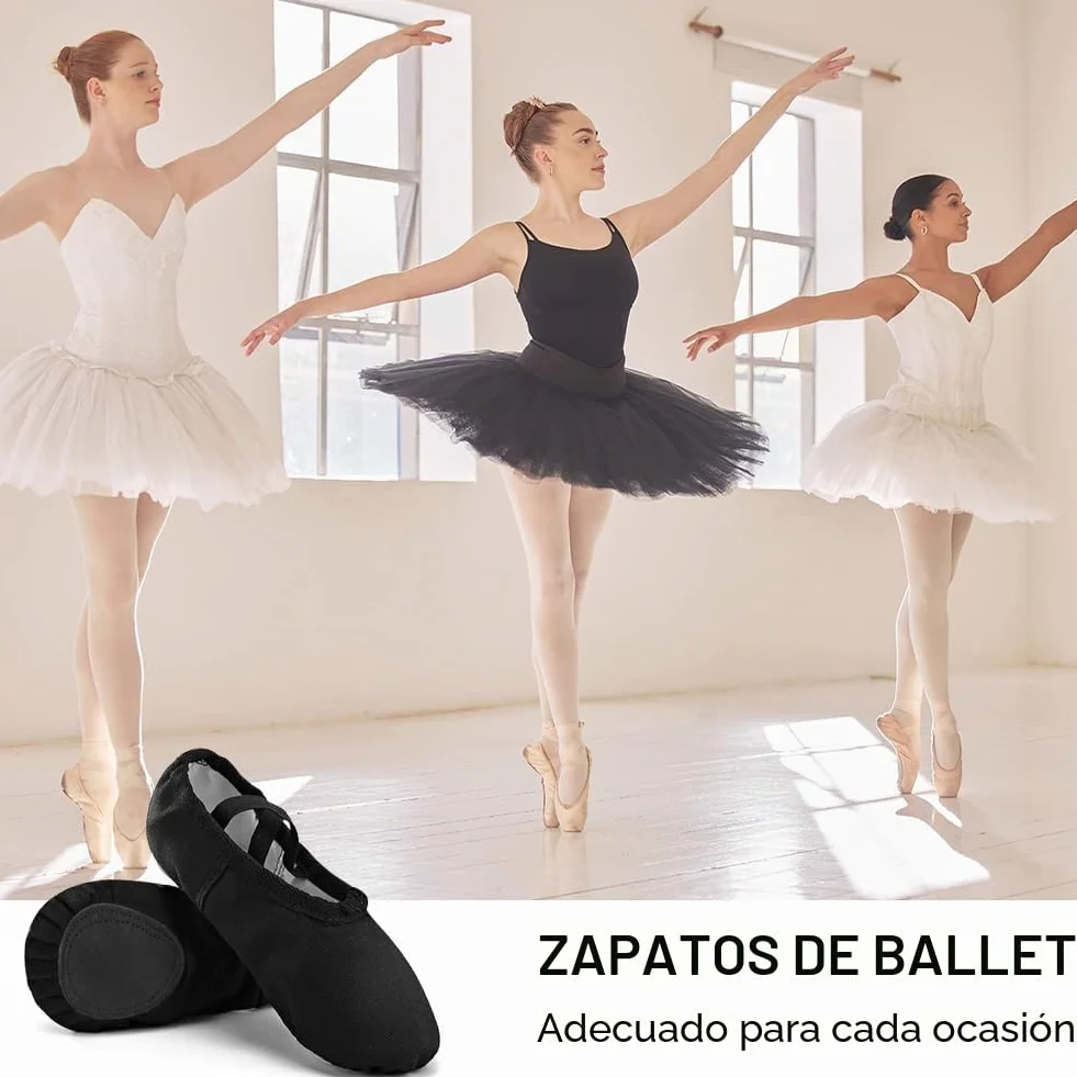 Flintronic Zapatillas de Ballet Suela Partida Cuero, Transpirable Zapatos de Danza para Niña y Mujer