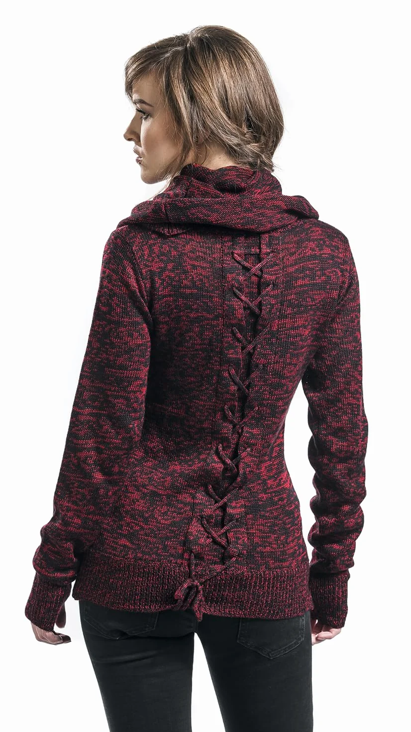 Black Premium by EMP Mujer Jersey Rojo Cuello Alto
