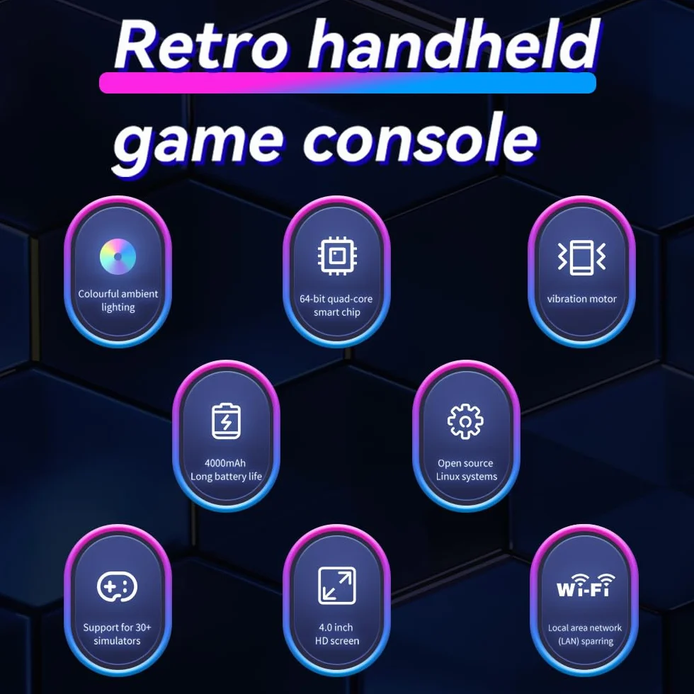 Nueva consola de juegos portátil XF40H, 128 GB de memoria interna con 22.000 juegos, batería de 4000 mAh, sistema Linux, pantalla IPS de 4 pulgadas y bolsa de almacenamiento (gris, 128 g)