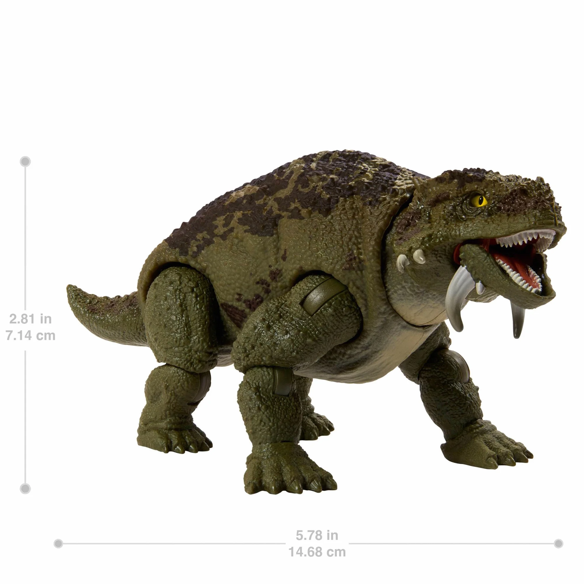 Mattel Jurassic World Colección Hammond Escutosaurio Figura de acción dinosaurio, ojos de cristal, 14 puntos articulación JDJ08