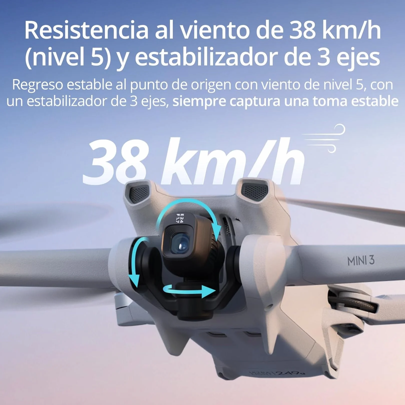DJI Mini 3 Dron con cámara ligero plegable 4K HDR 38 min vuelo Grabación vertical Mando a distancia C0
